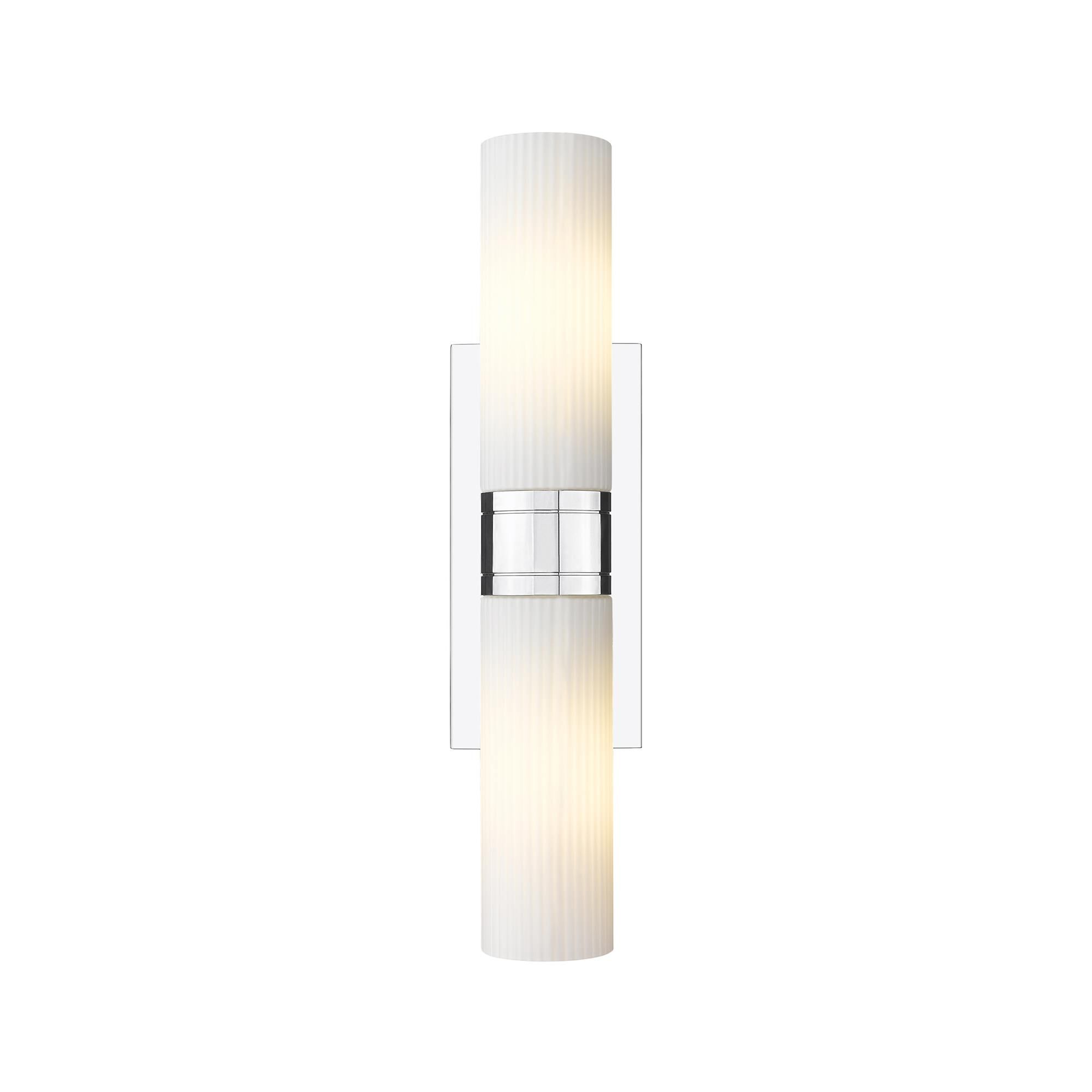 Shown in Polished Chrome finish and Striped White glass