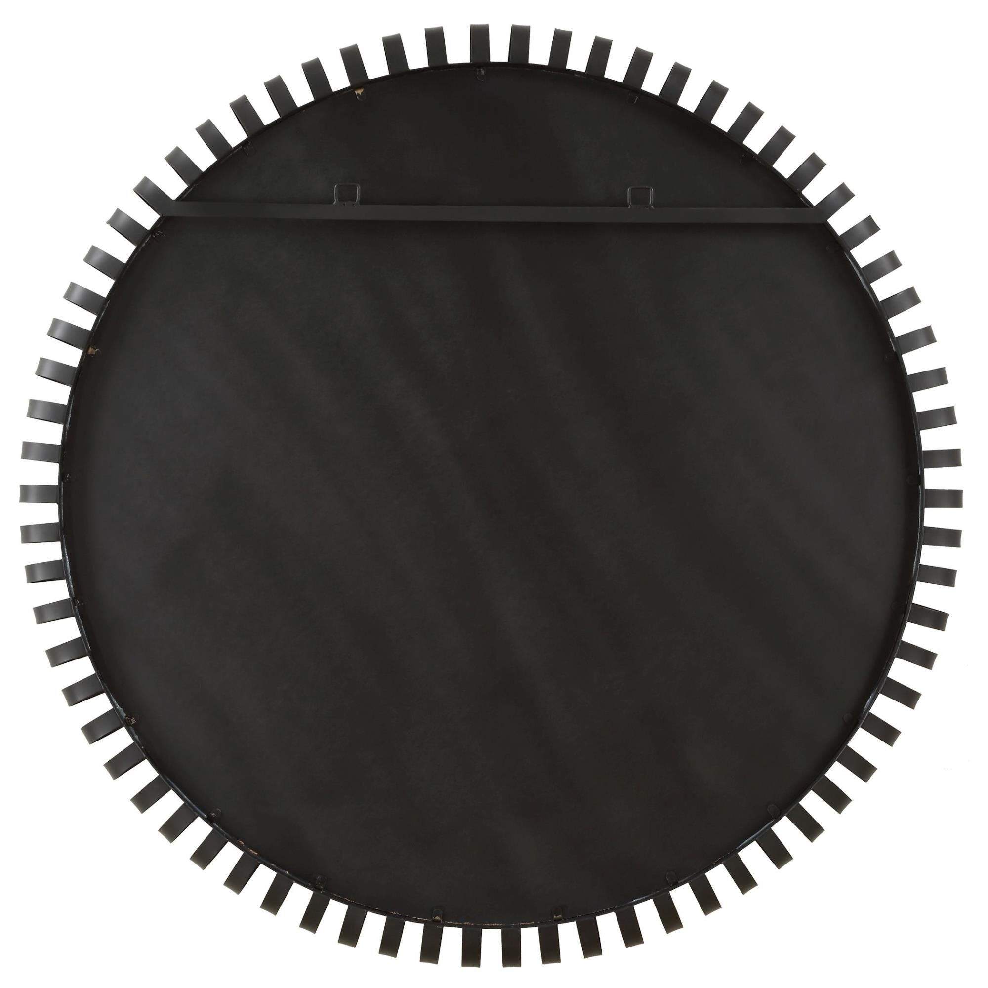 Shown in This Large Round Mirror Is Crafted From Solid Iron And Elegantly Finished In Satin Black. Its Comman finish
