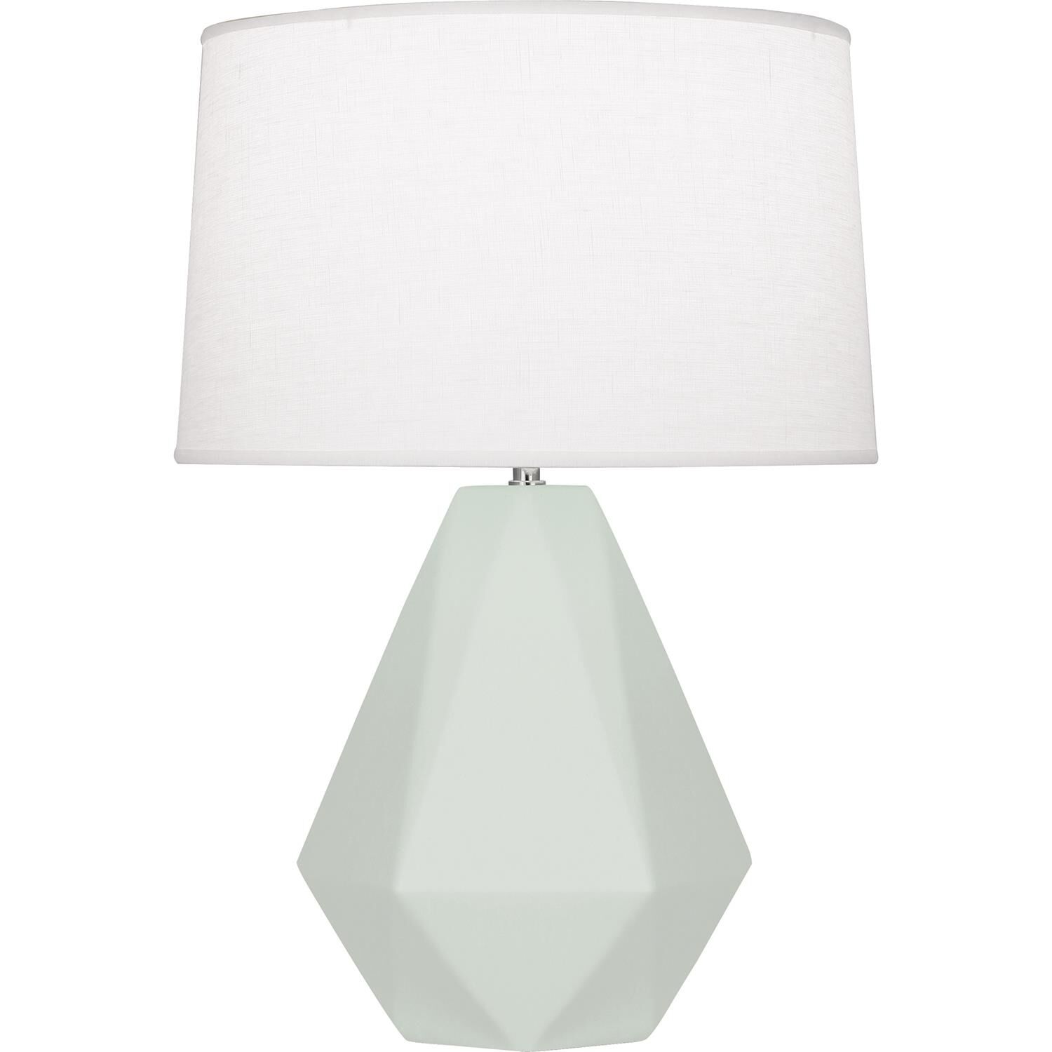 Shown in Matte Celadon finish and Off White shade and Polished Nickel accent