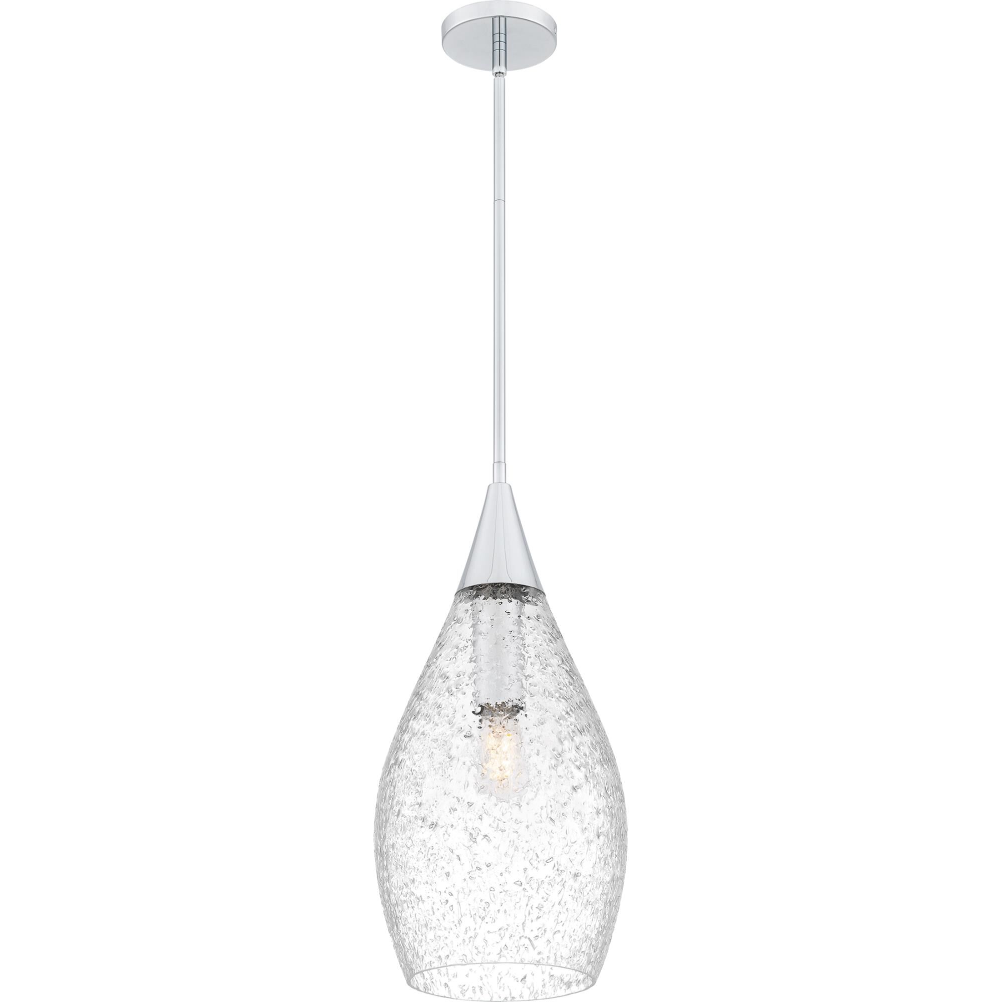 Shown in Polished Chrome finish and Clear Glass With Embedded Glass Nuggets shade