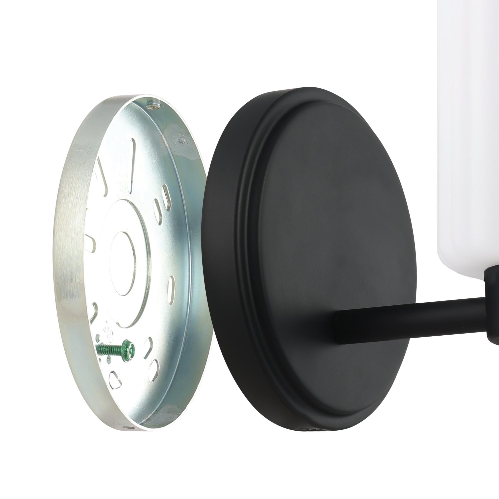 Shown in Matte Black finish and Etched Opal Ribbed glass