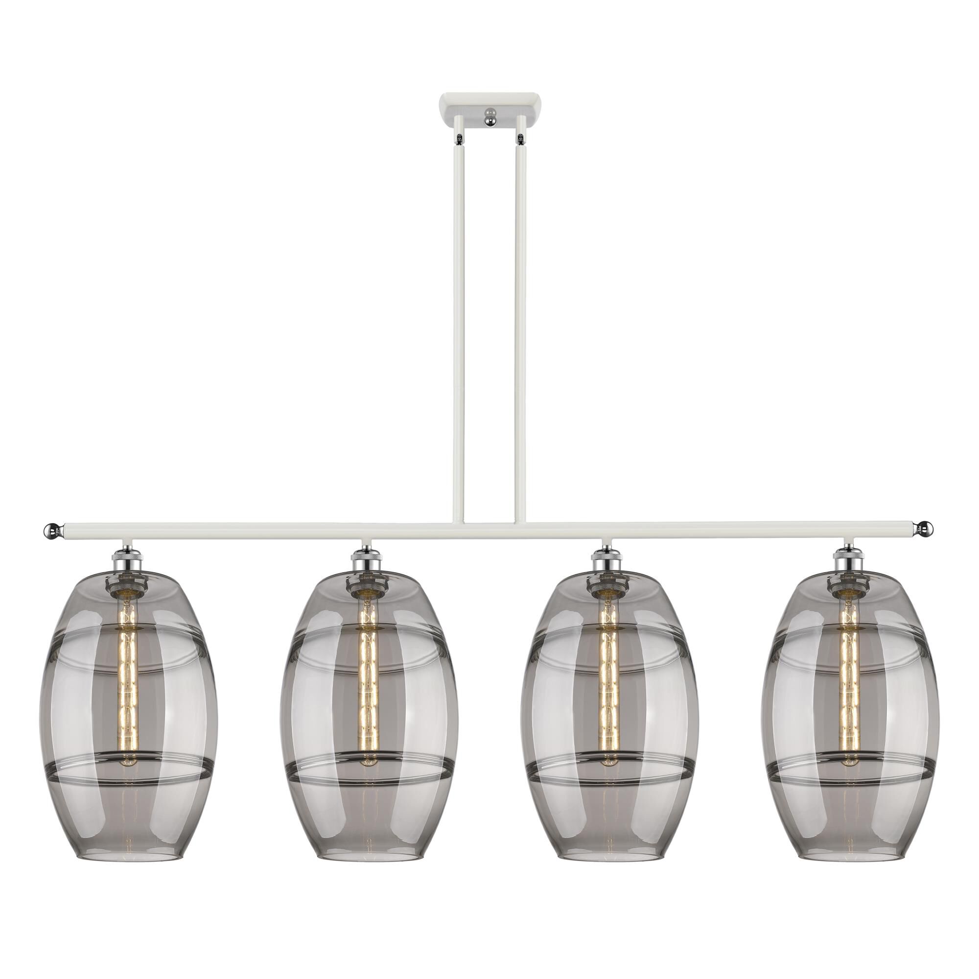 Shown in White Polished Chrome finish and Light Smoke glass