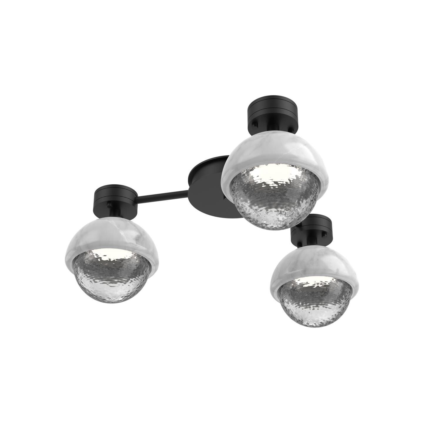 Shown in Matte Black finish and Clear glass and White Marble accent