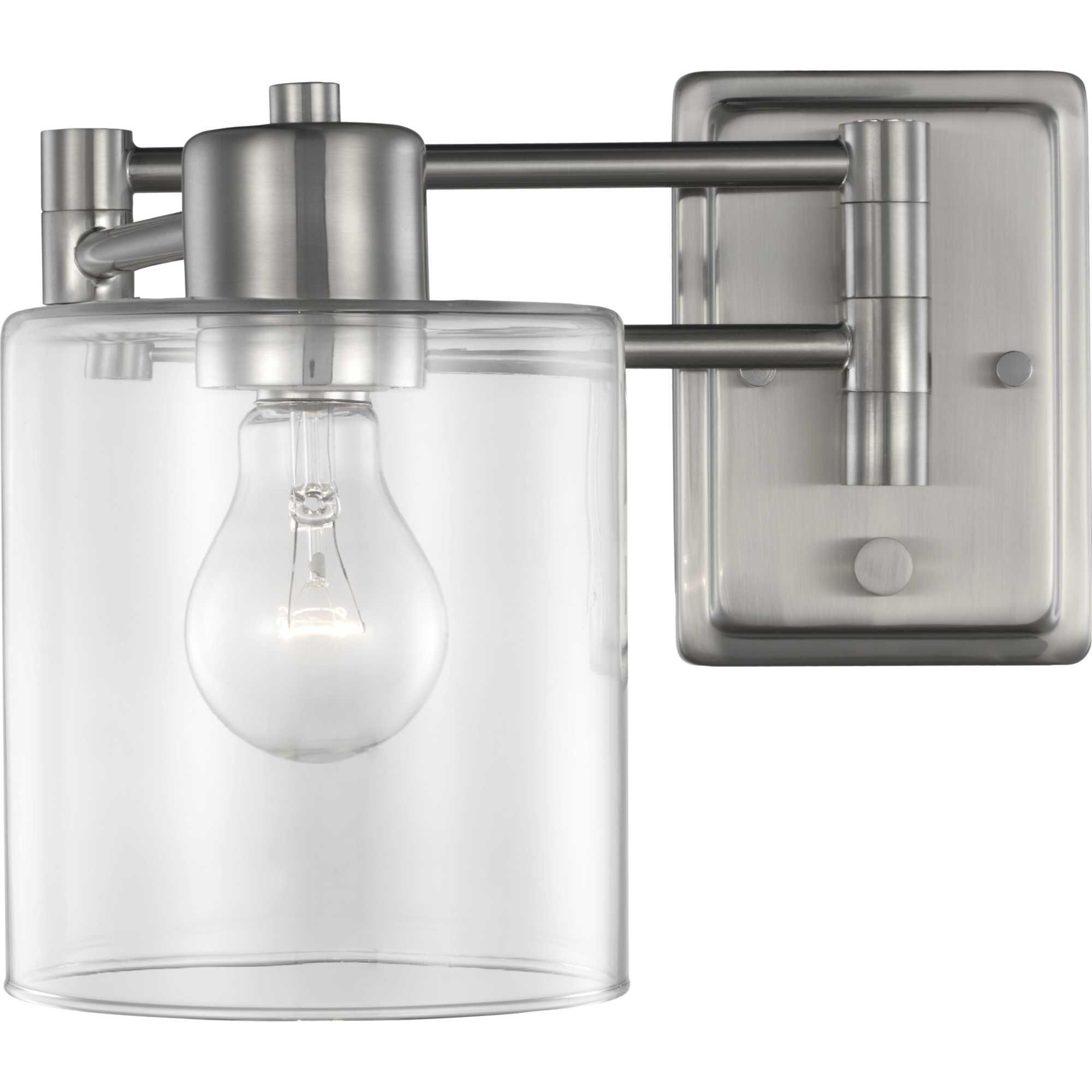 Shown in Brushed Nickel finish and Clear glass