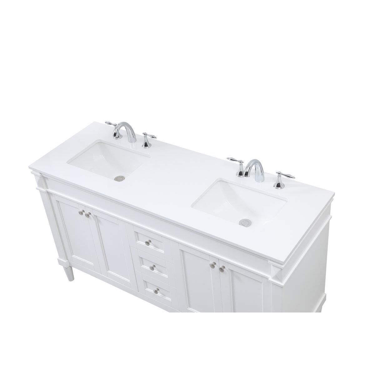 Shown in White finish and Double Bathroom Vanity accent