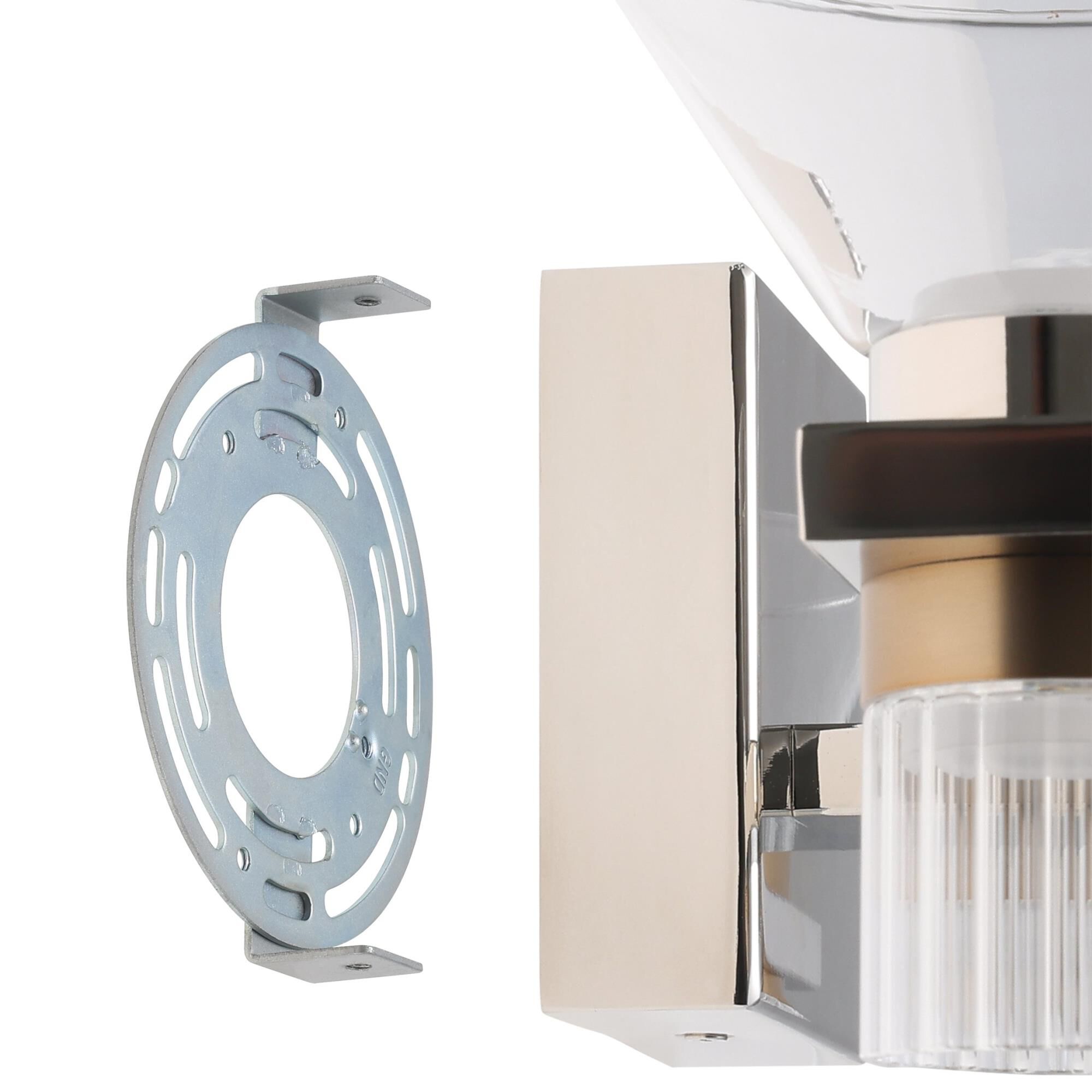 Shown in Polished Nickel finish and Clear, Clear Ribbed glass