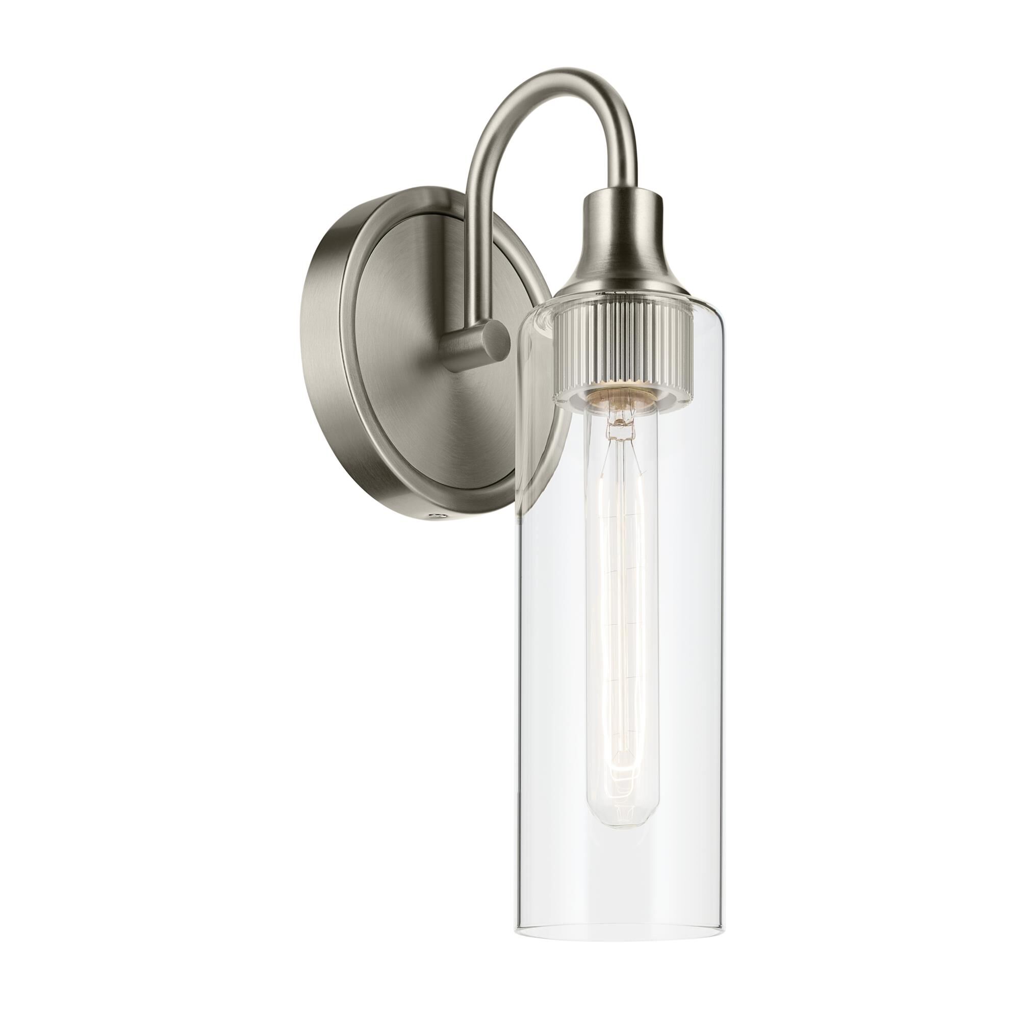 Shown in Brushed Nickel finish and Clear glass
