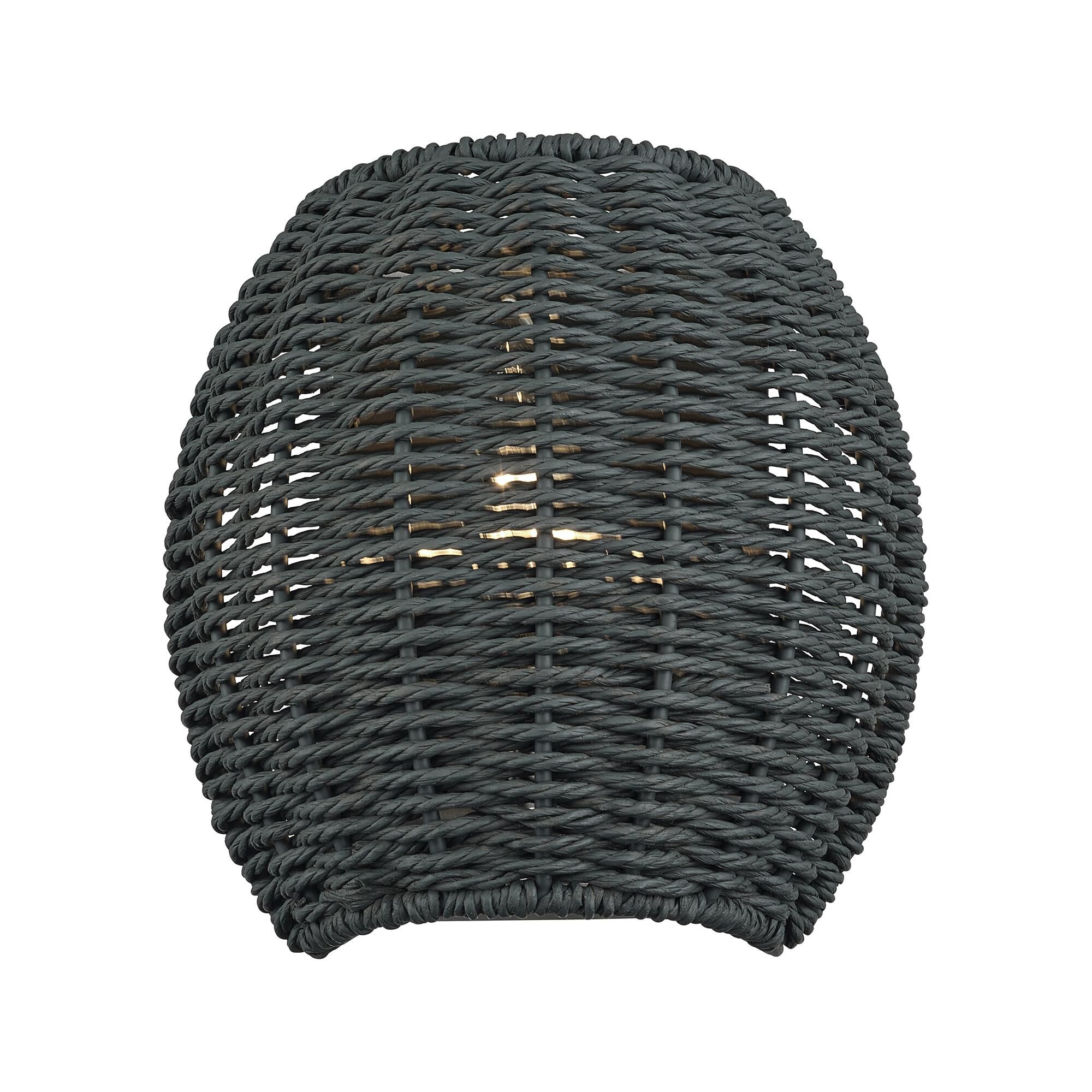 Shown in Black finish and Hand-Woven Midnight Black Color Paper Rope shade