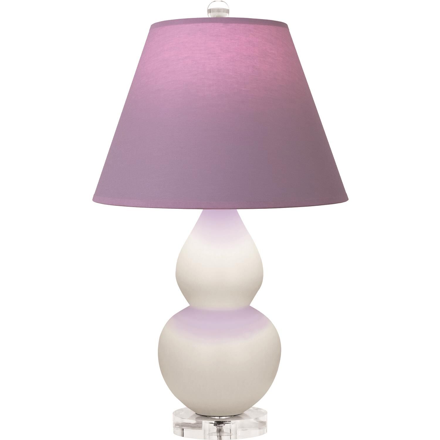 Shown in Matte Lily finish and Lavender and Plum shade and Lucite accent