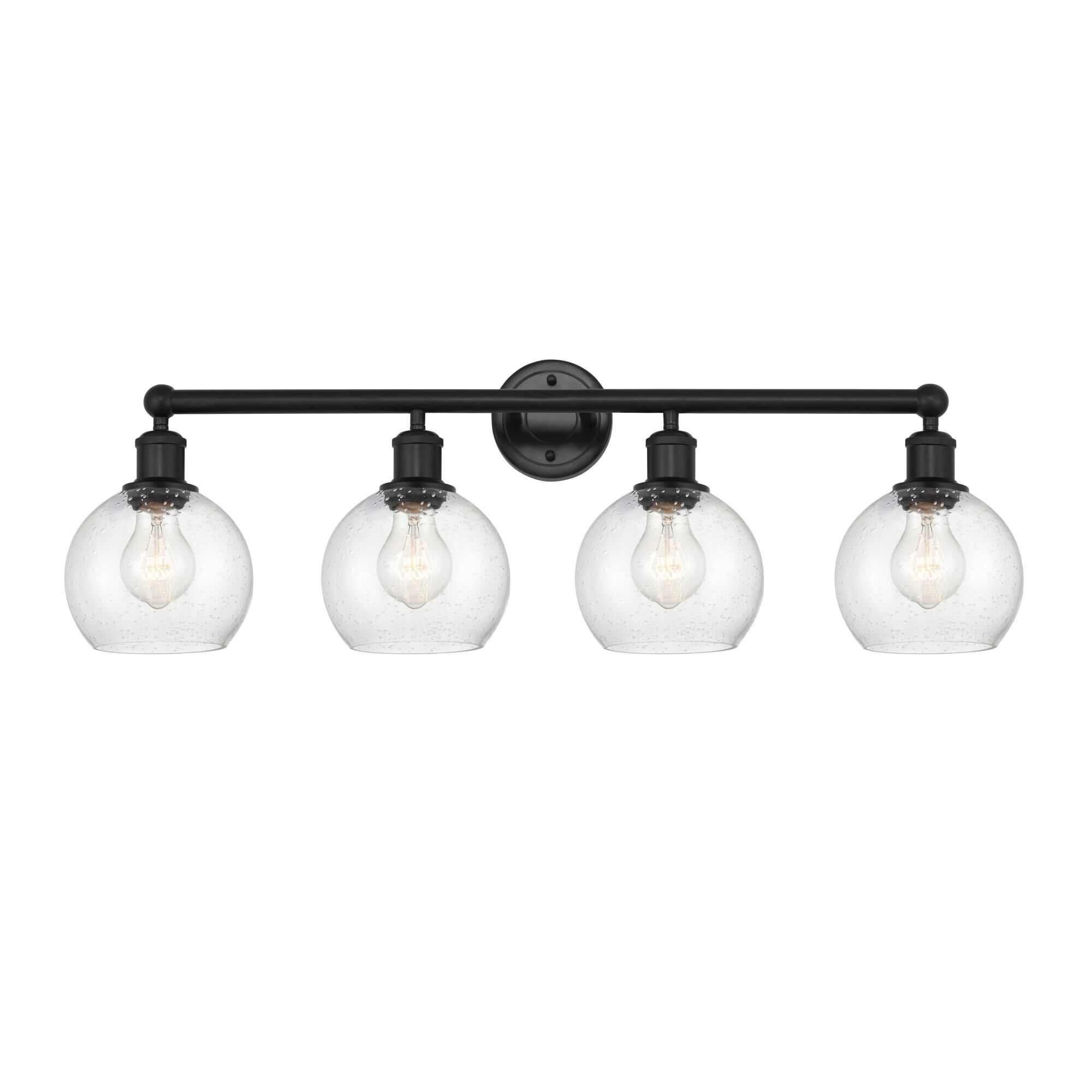 Shown in Matte Black, Seedy finish and Seedy glass and Seedy Glass shade