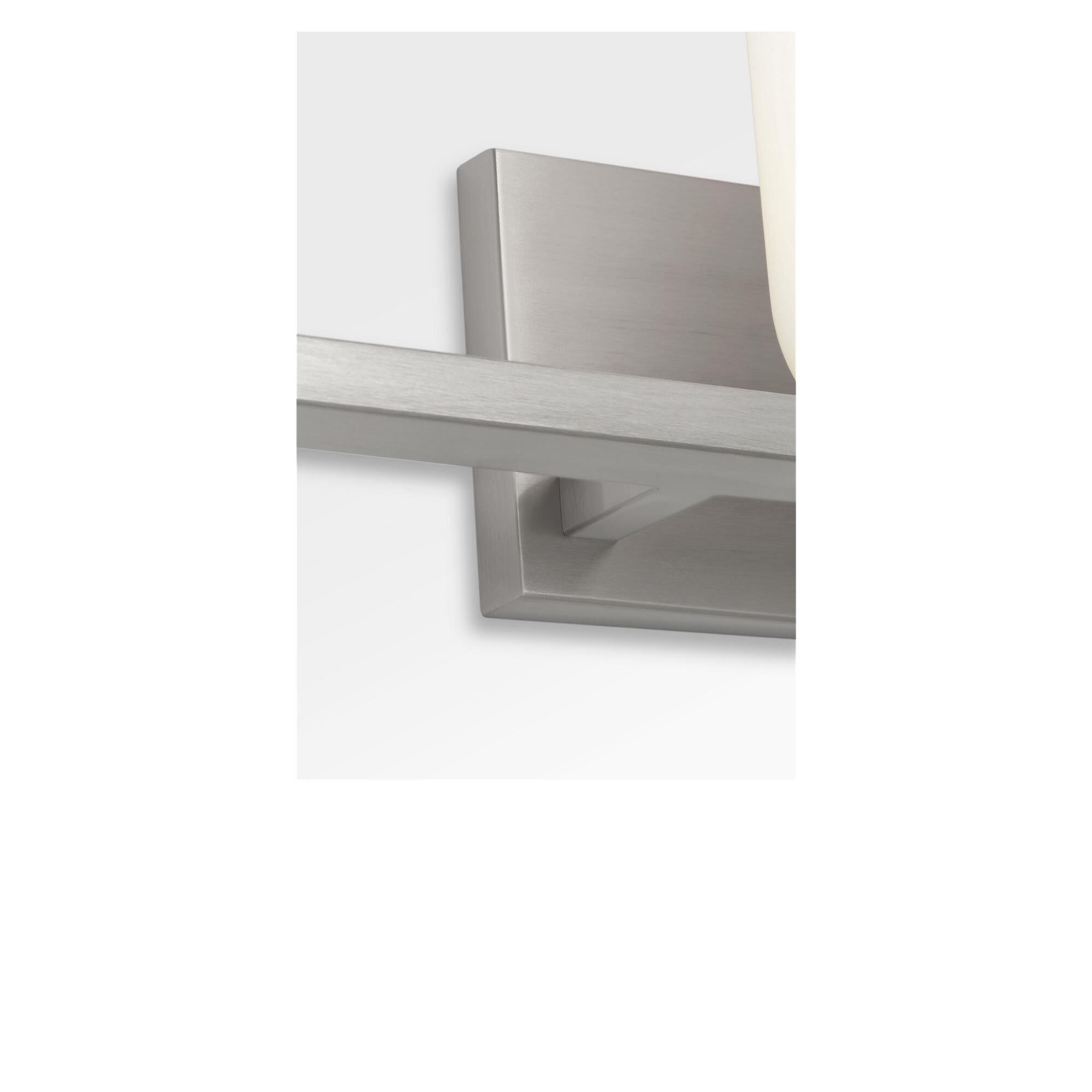 Shown in Brushed Nickel finish and Etched White glass