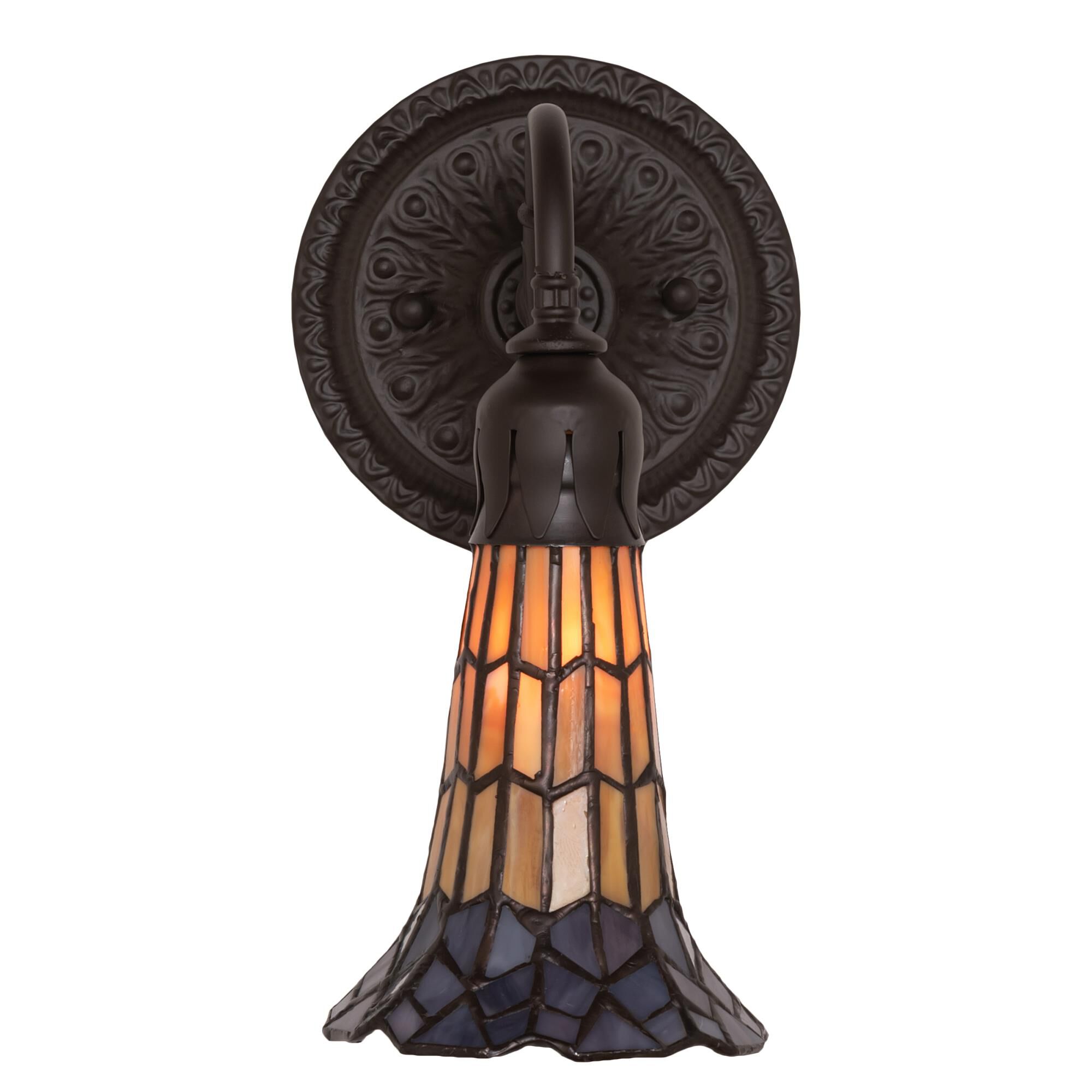 Meyda Lighting Stained Glass Pond Lily 10 Inch Tall Outdoor Wall Light