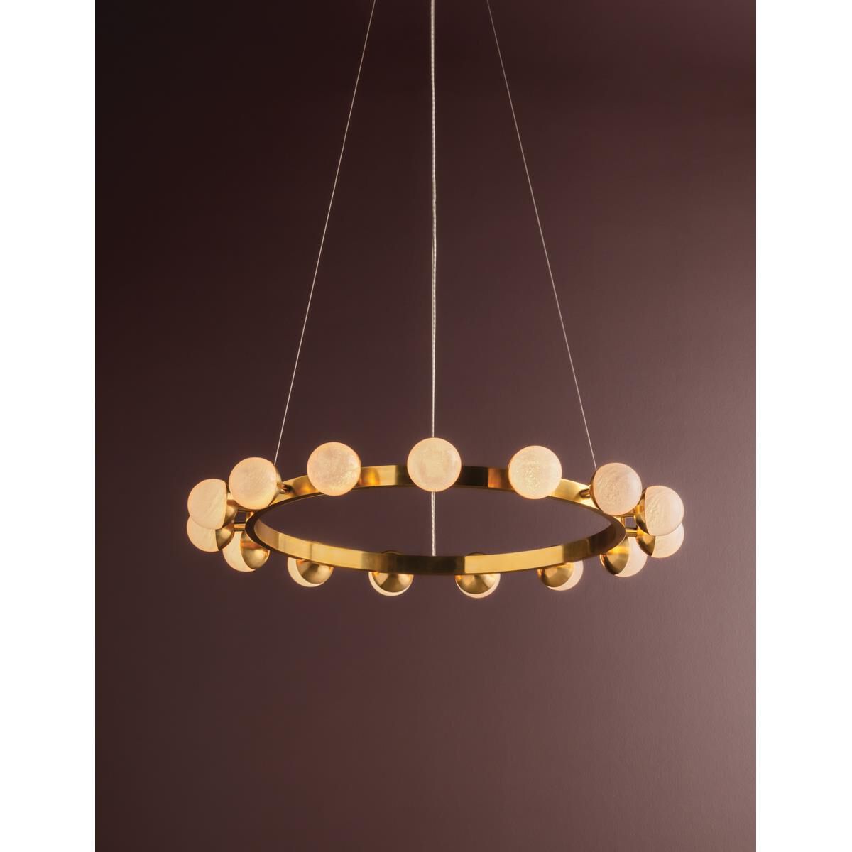 Shown in Vintage Brass finish and Cloud glass