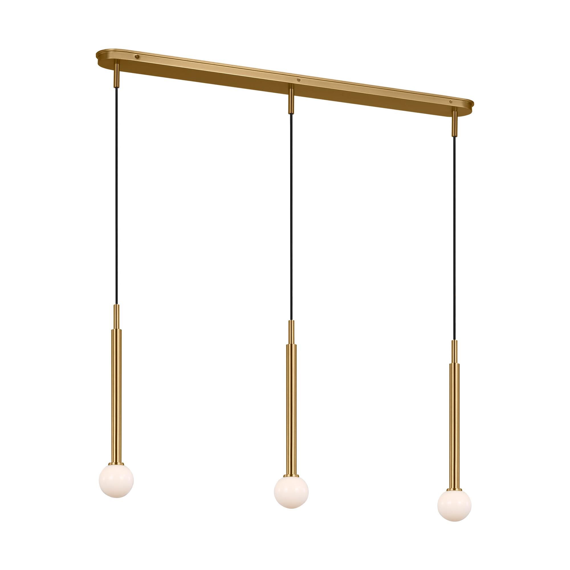 Shown in Burnished Brass finish and Milk glass