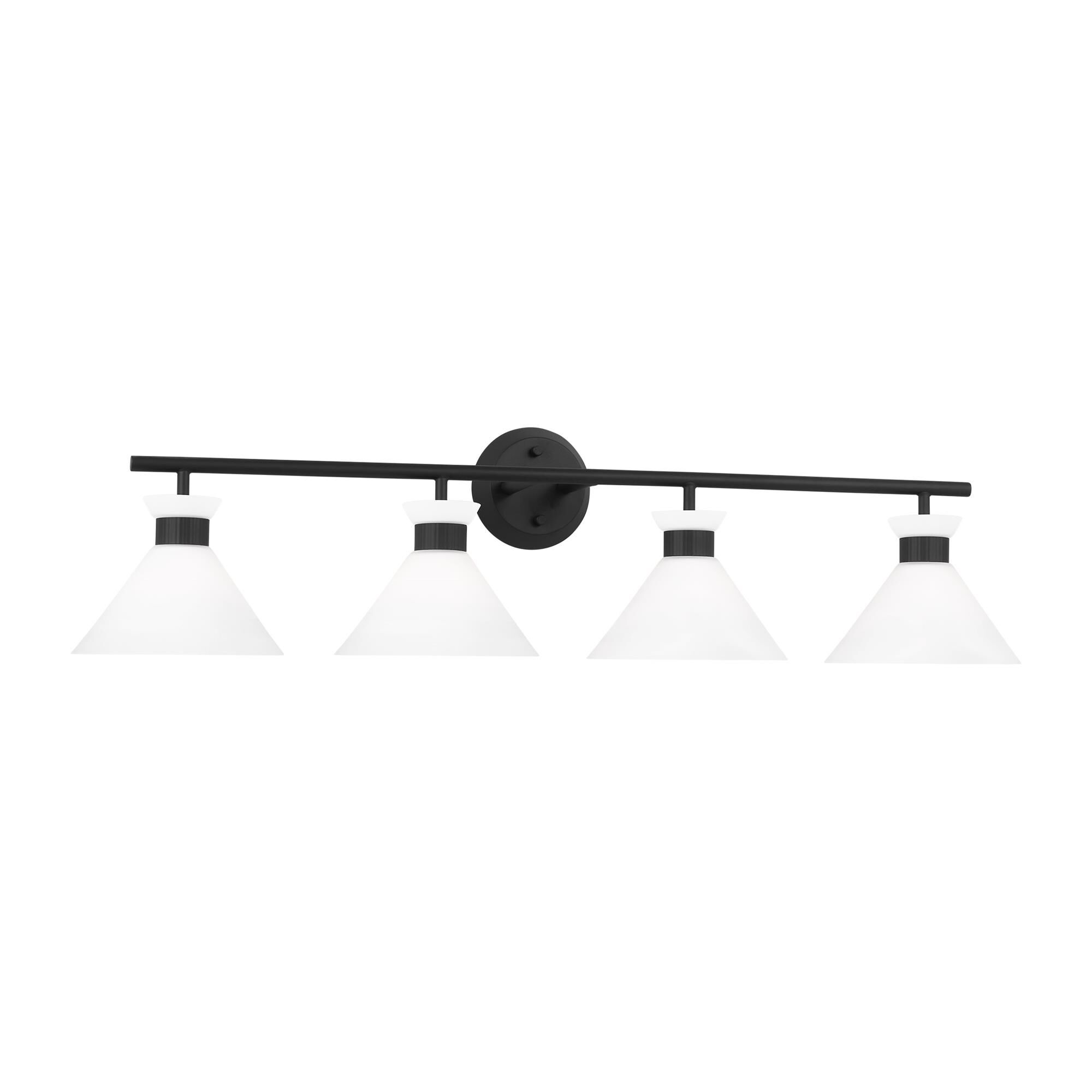 Shown in Midnight Black finish and Etched White Glass s shade