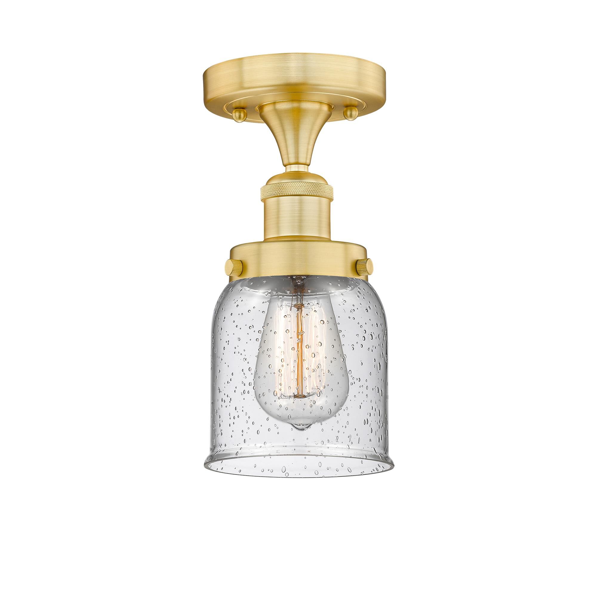 Shown in Satin Gold finish and Seedy glass