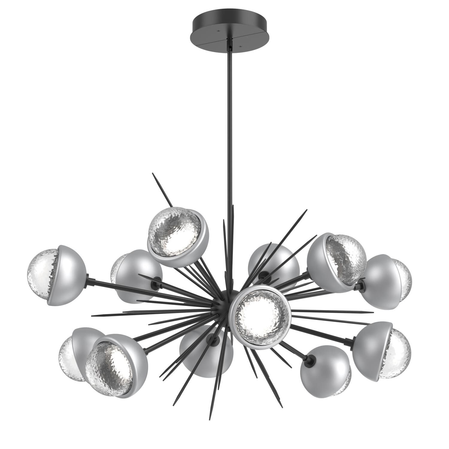 Shown in Matte Black finish and Clear glass and Classic Silver accent