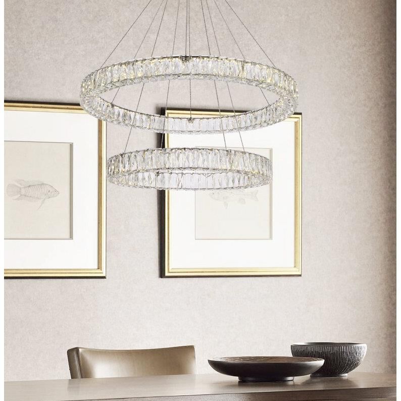Monroe 36 Inch 2 Light LED Chandelier by Elegant Lighting