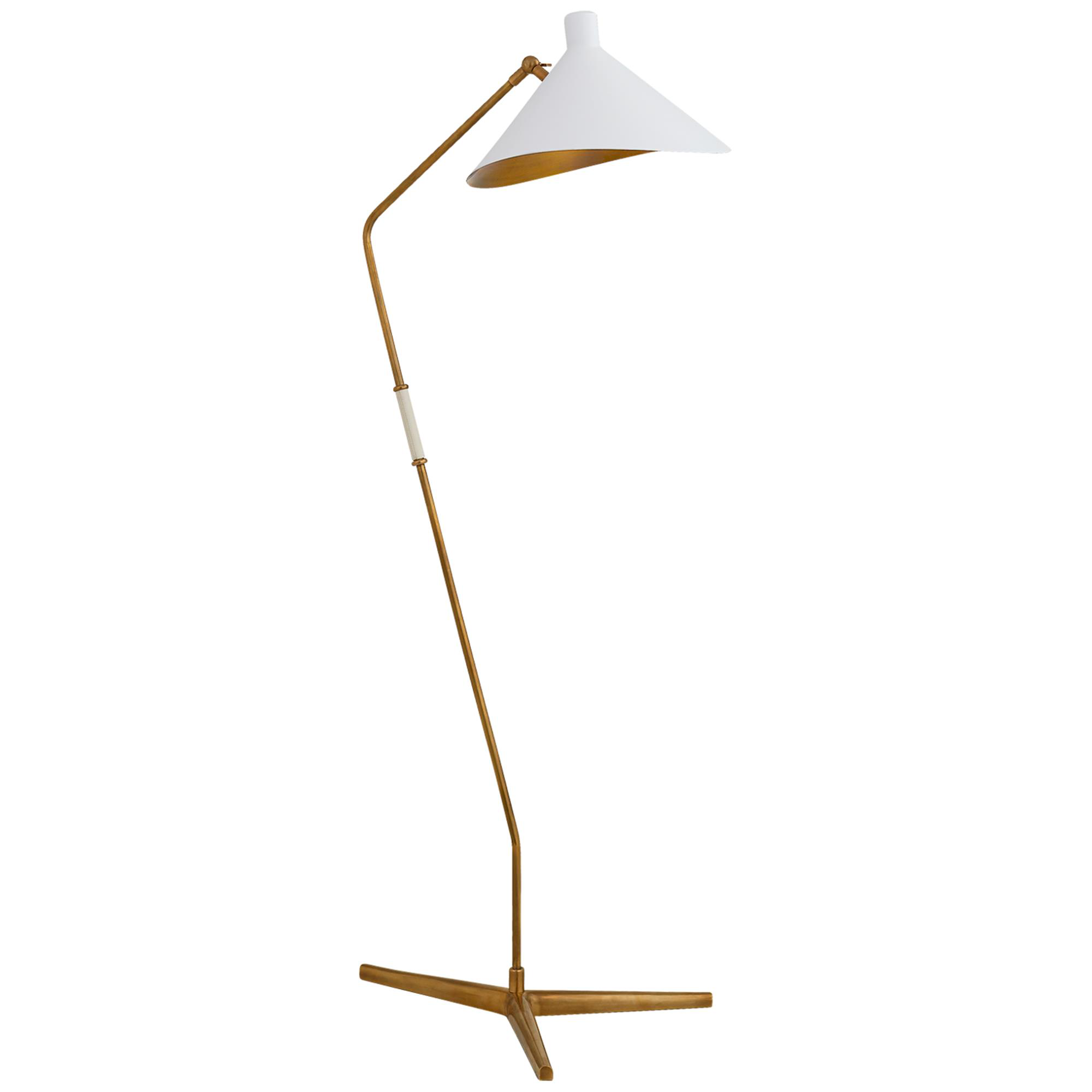 Shown in Hand-Rubbed Antique Brass finish and Matte White shade