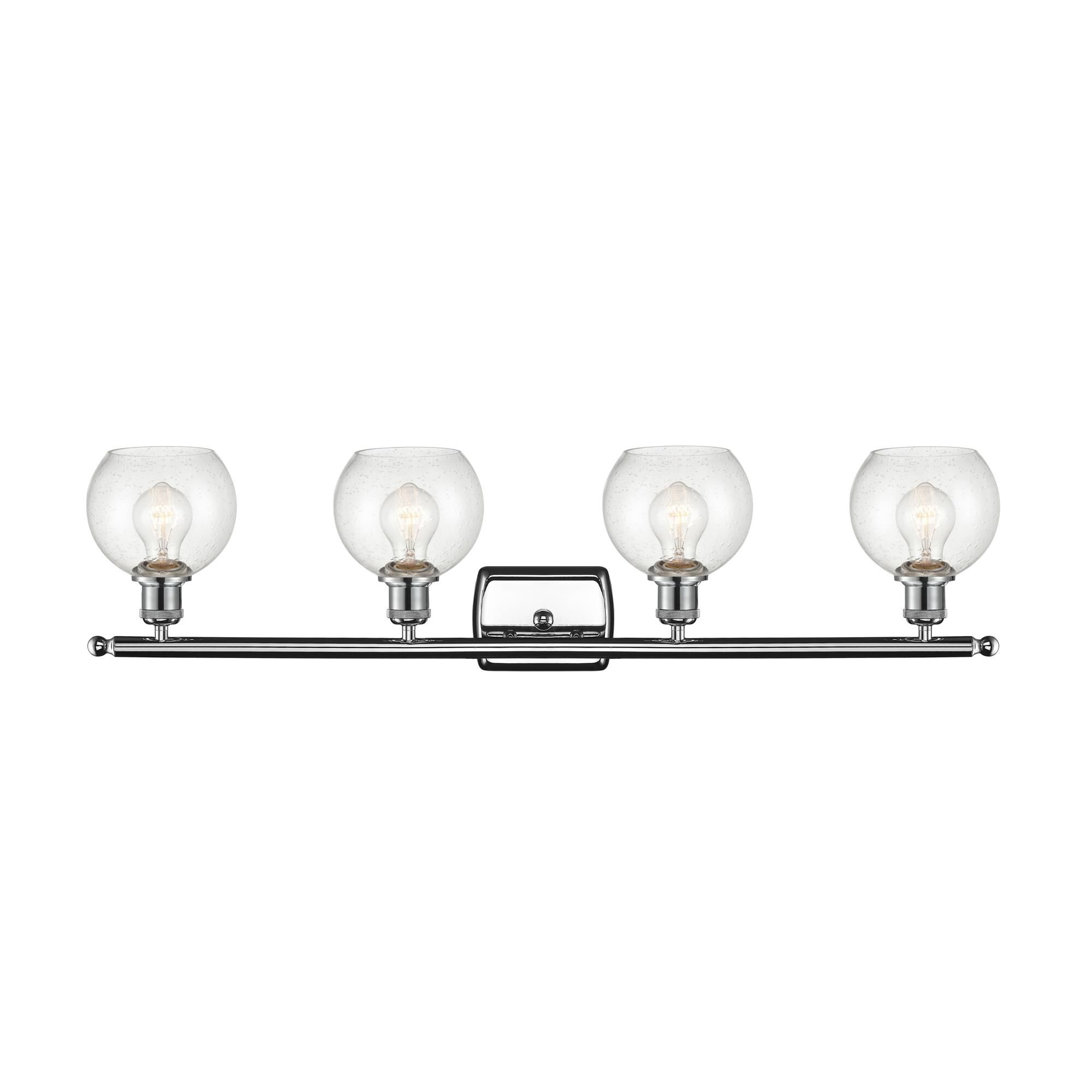 Shown in Polished Chrome finish and Seedy Athens glass and No Shade shade