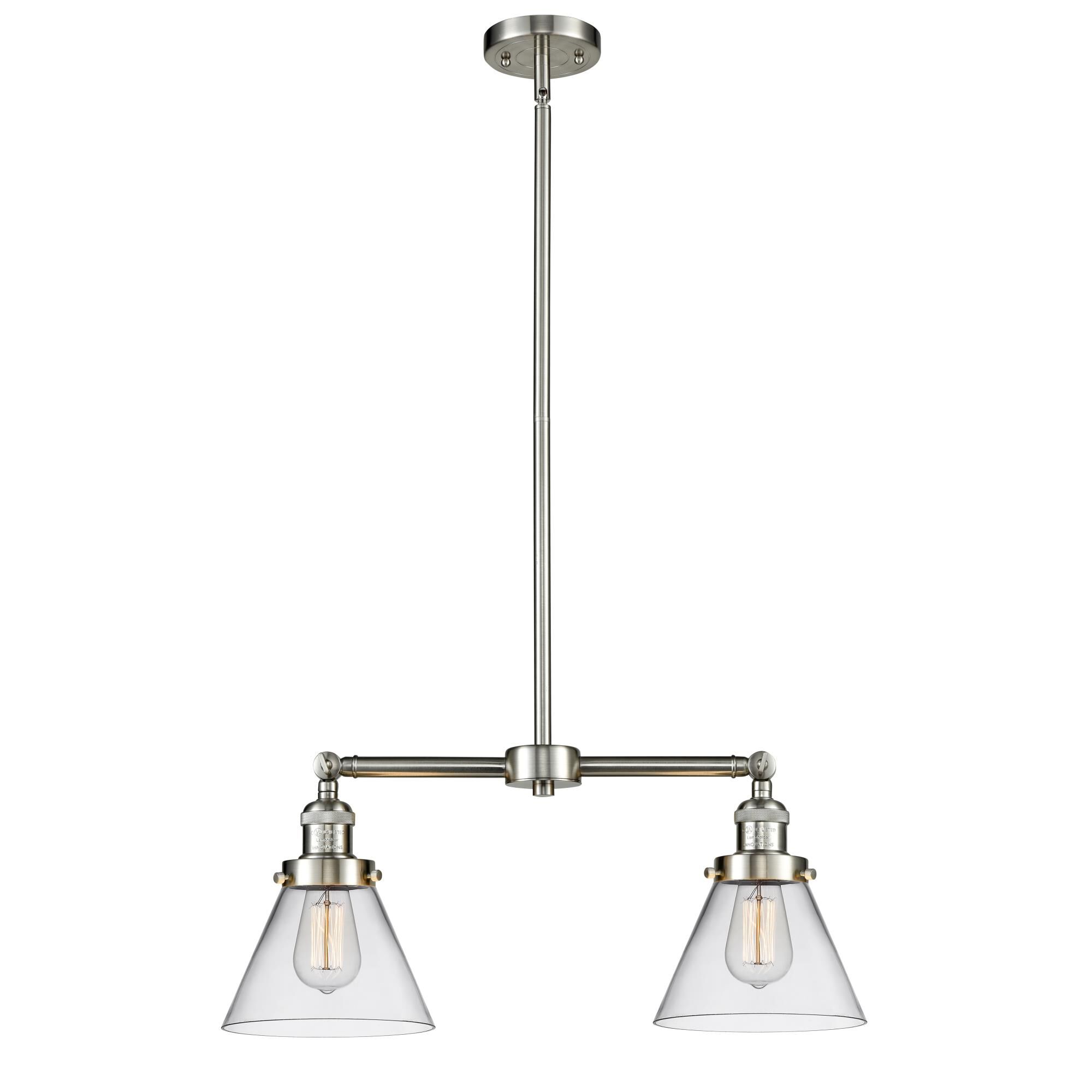 Shown in Brushed Satin Nickel finish and Clear glass