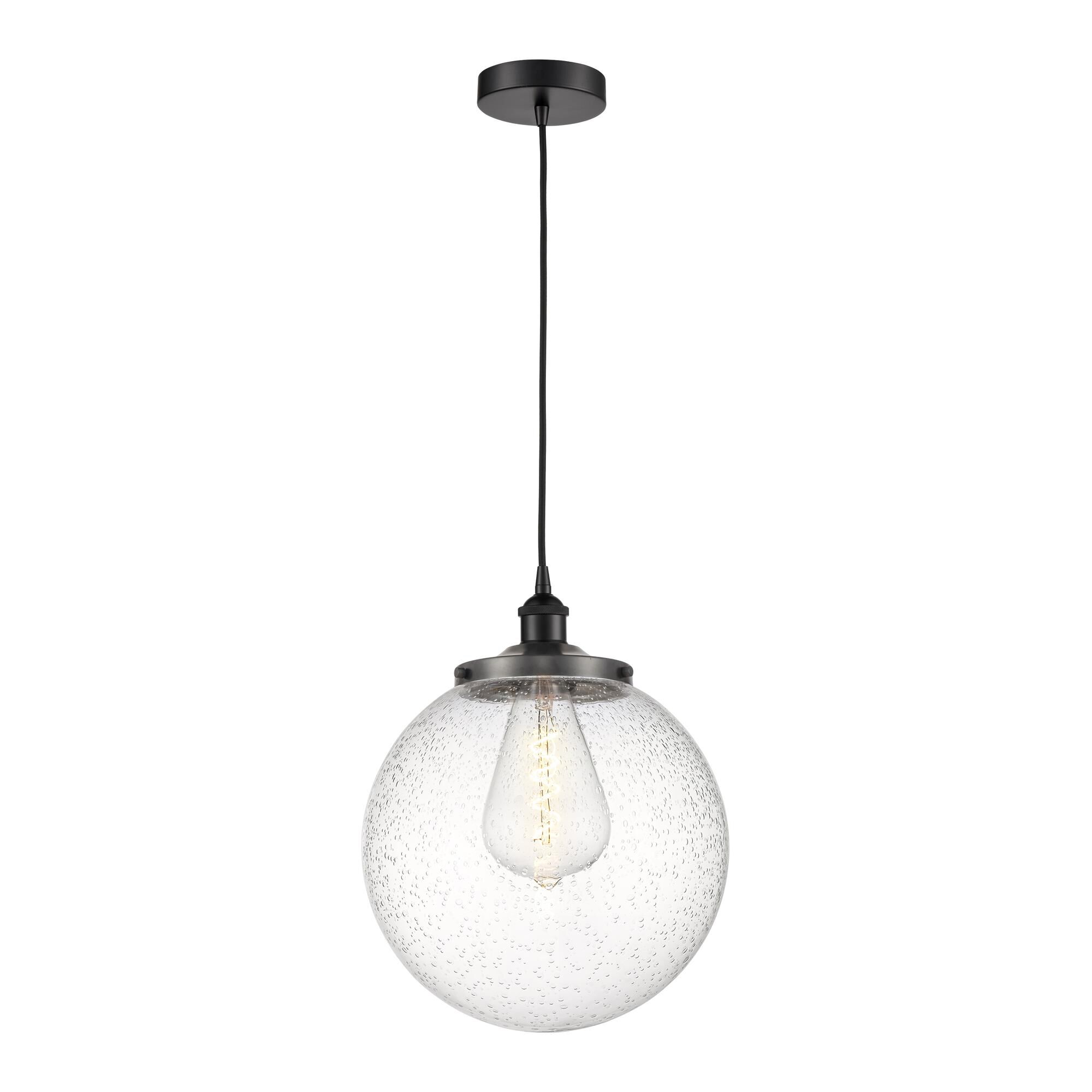 Shown in Matte Black finish and Seedy glass