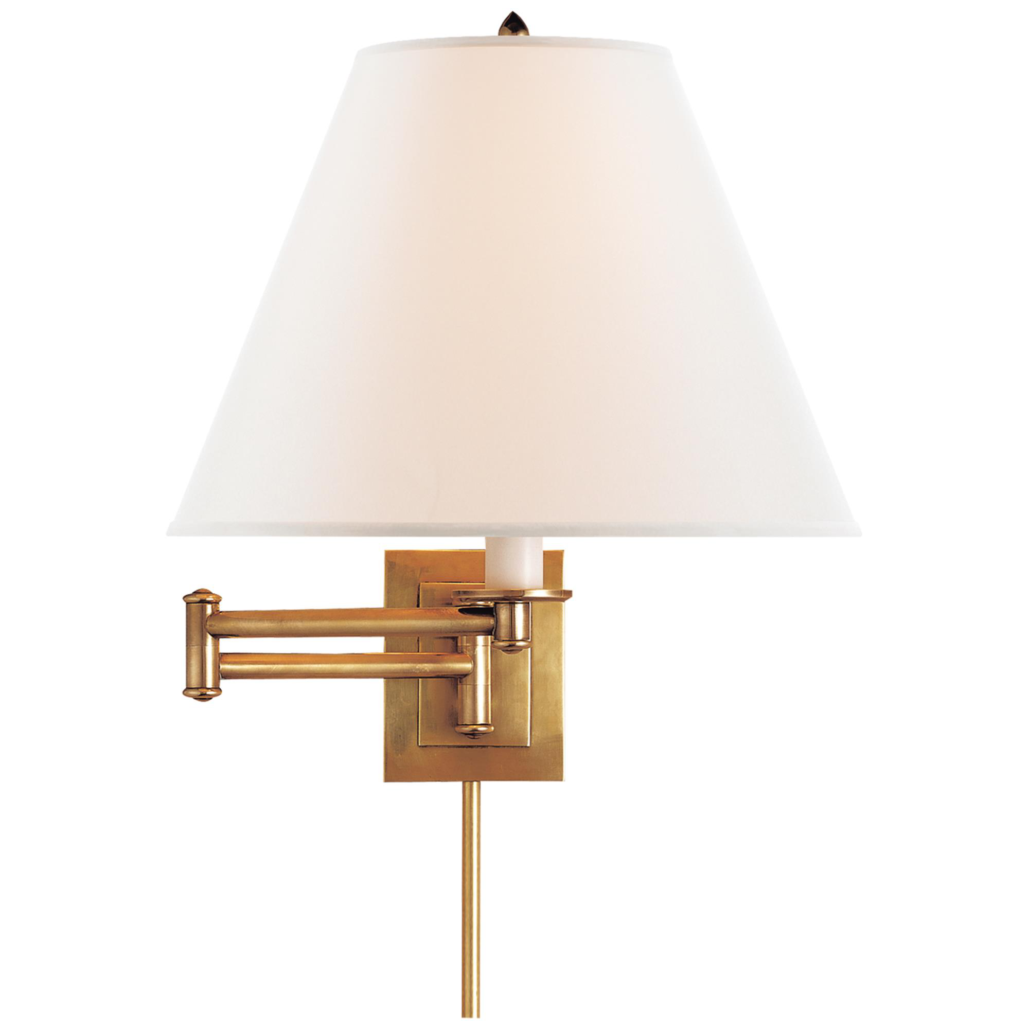 Shown in Hand-Rubbed Antique Brass finish and Linen shade