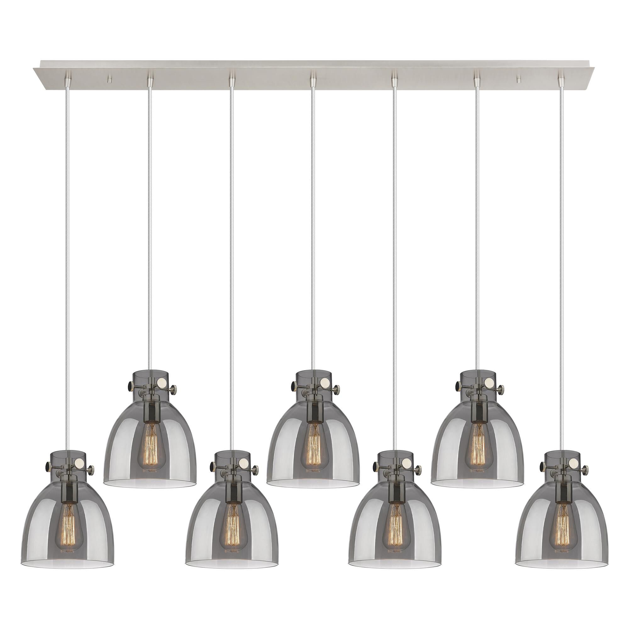 Shown in Polished Nickel finish and Light Smoke glass and Light Smoke Glass shade