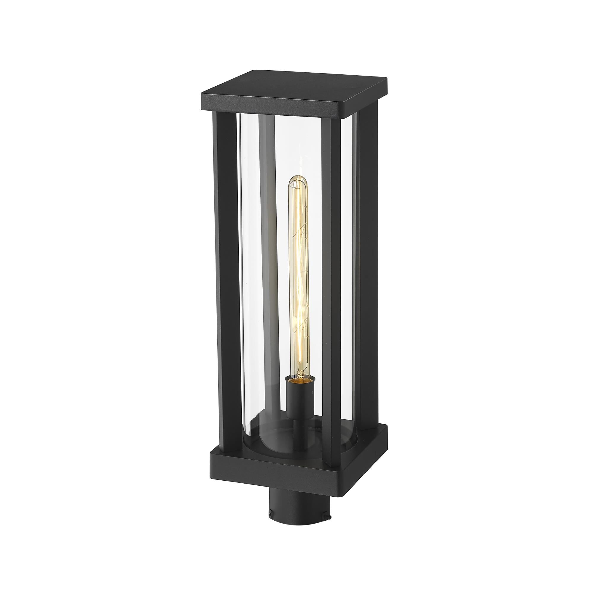 Shown in Black finish and Glass shade