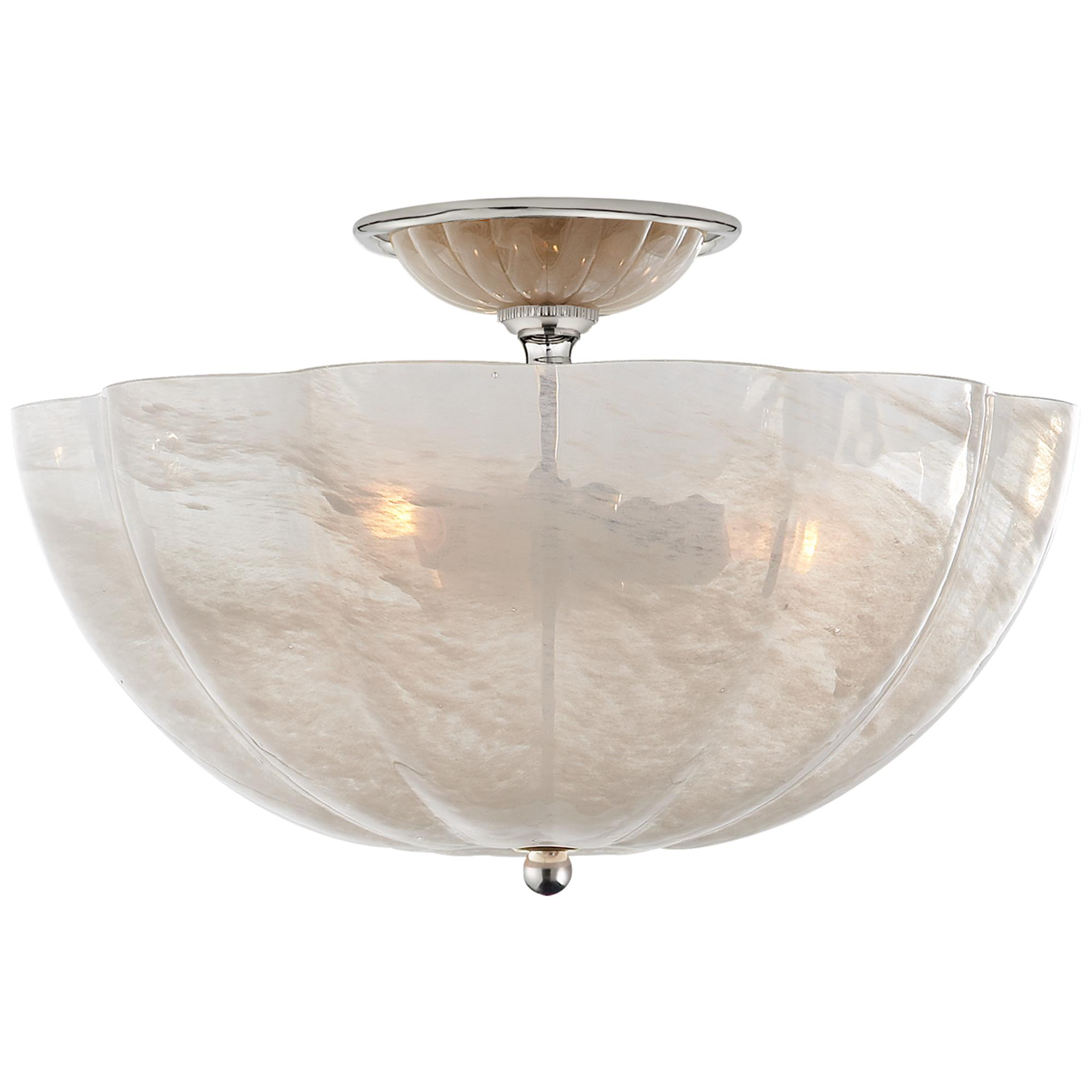 Shown in Polished Nickel finish and White glass