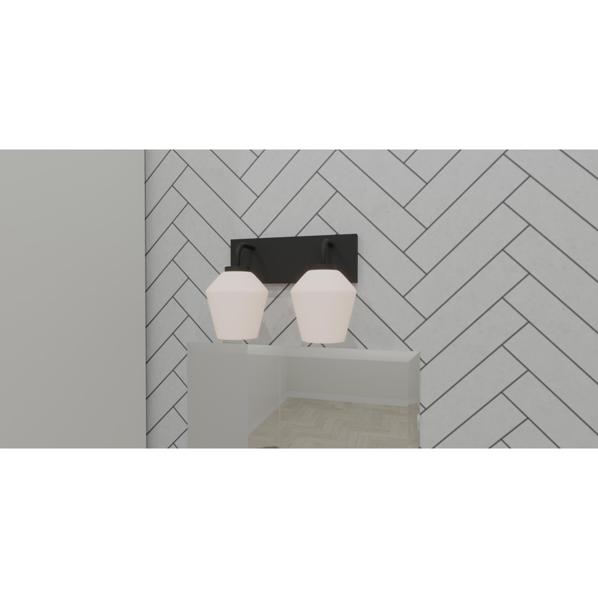 Shown in Matte Black finish and Opal Etched glass