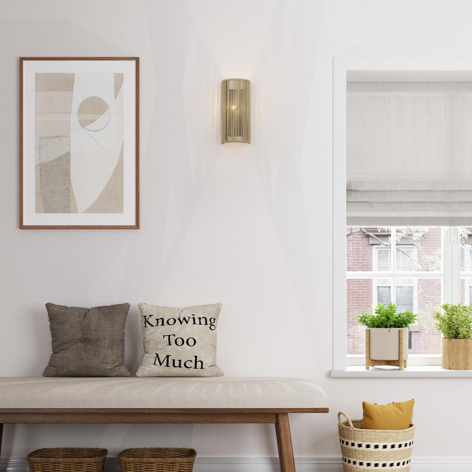 Shown in English Bronze finish and Hand-Woven Venetian Gold Color Polyester Rope shade