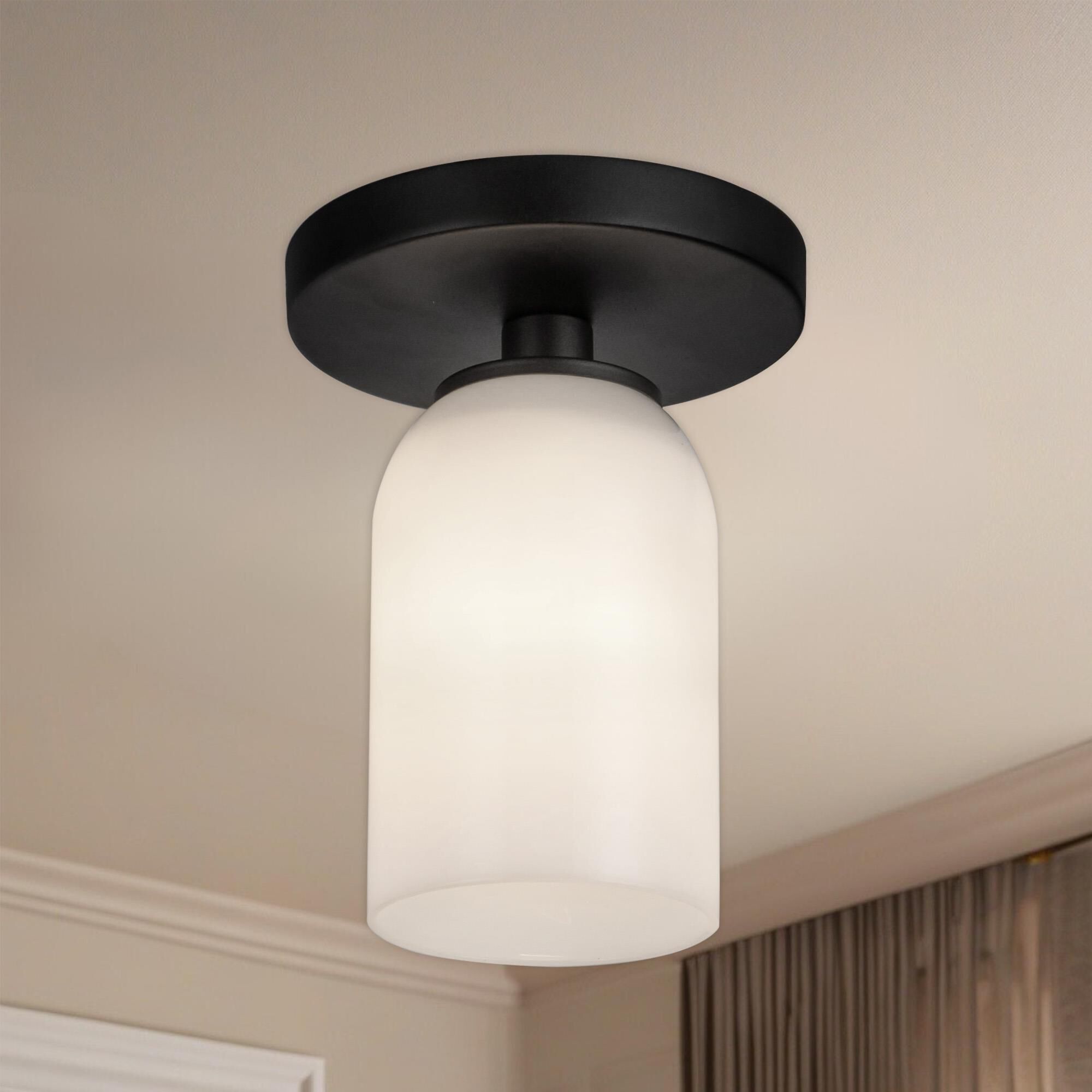 Shown in Black finish and Glossy Opal glass and No Shade shade