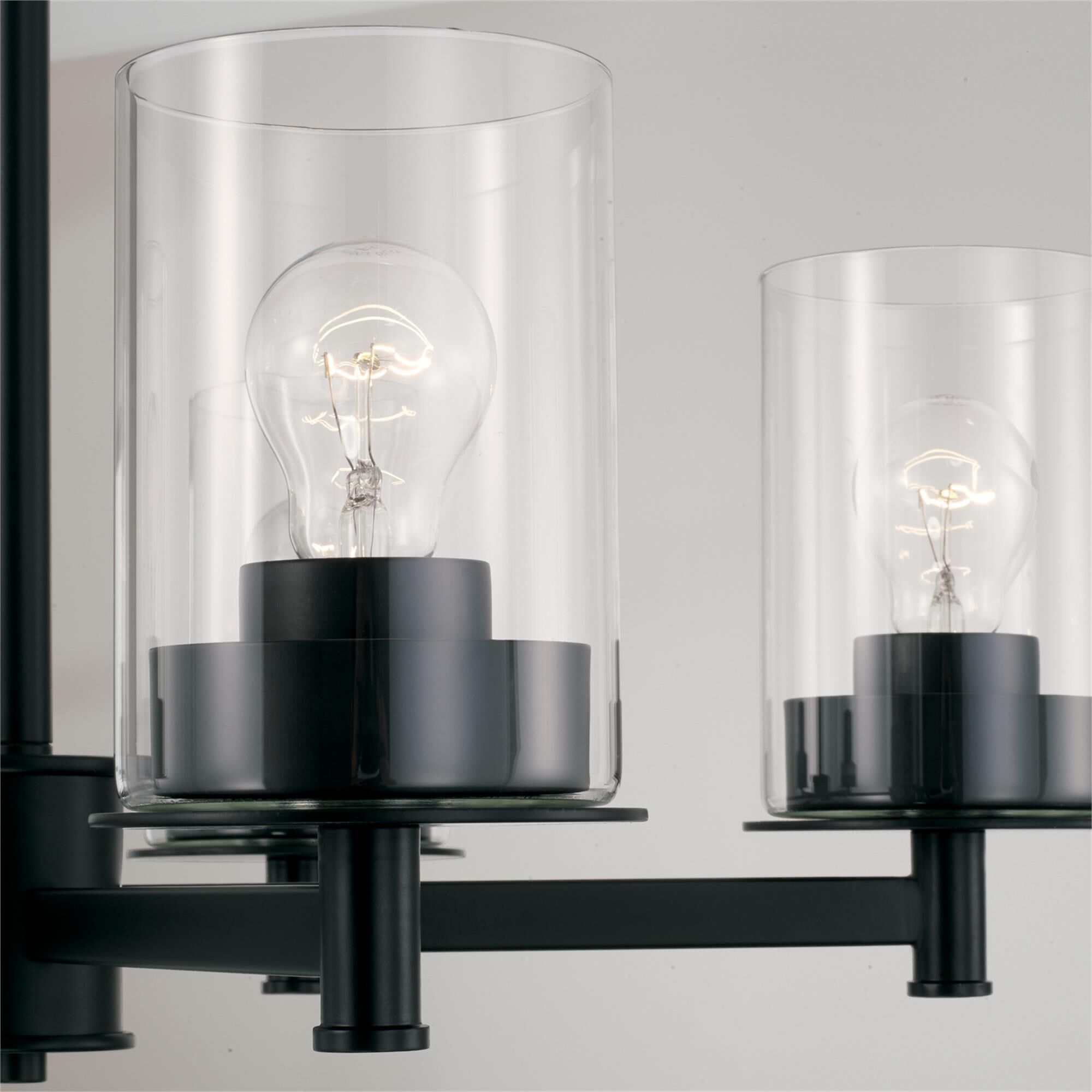 Shown in Matte Black finish and Clear glass