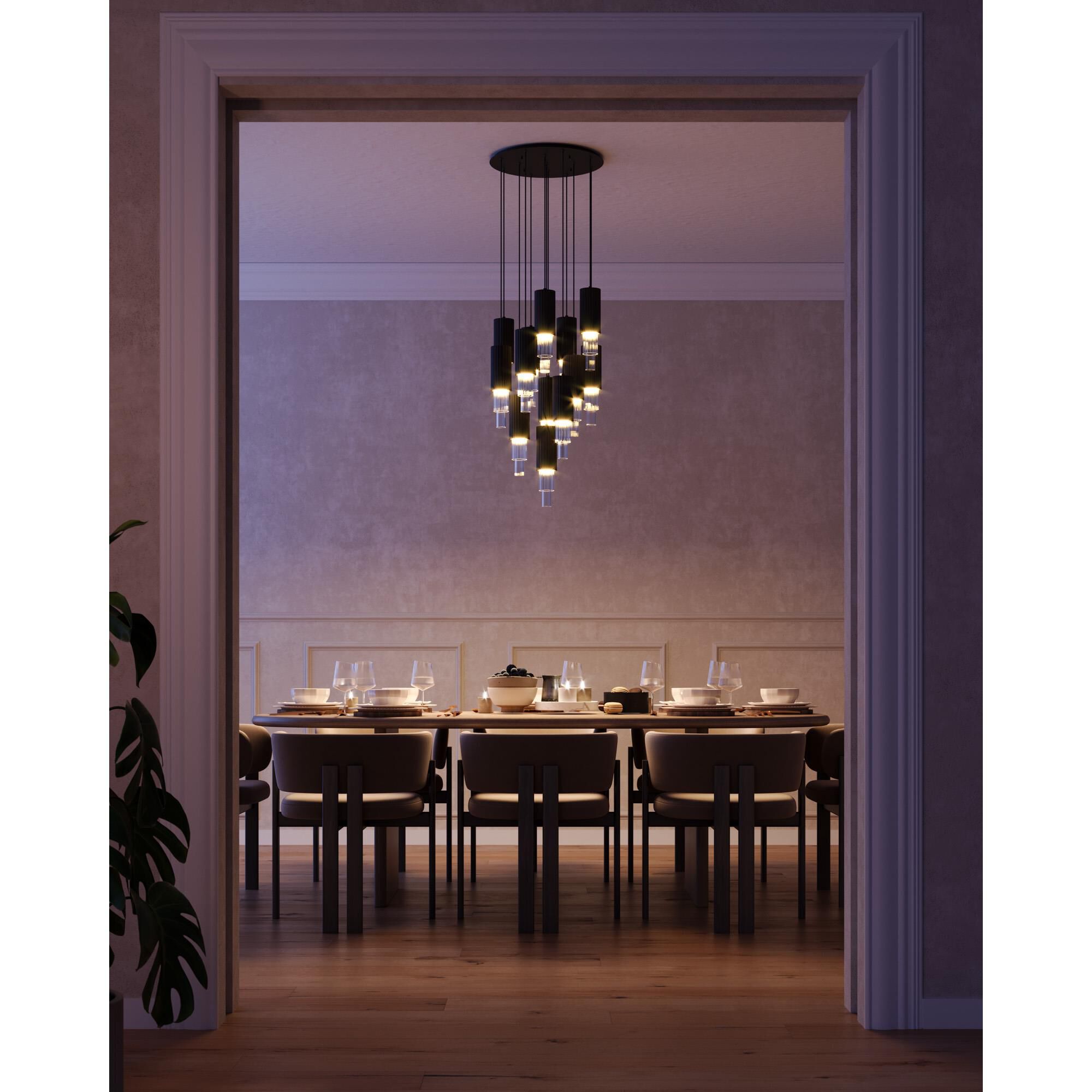 Shown in Matte Black finish and Clear Ribbed glass