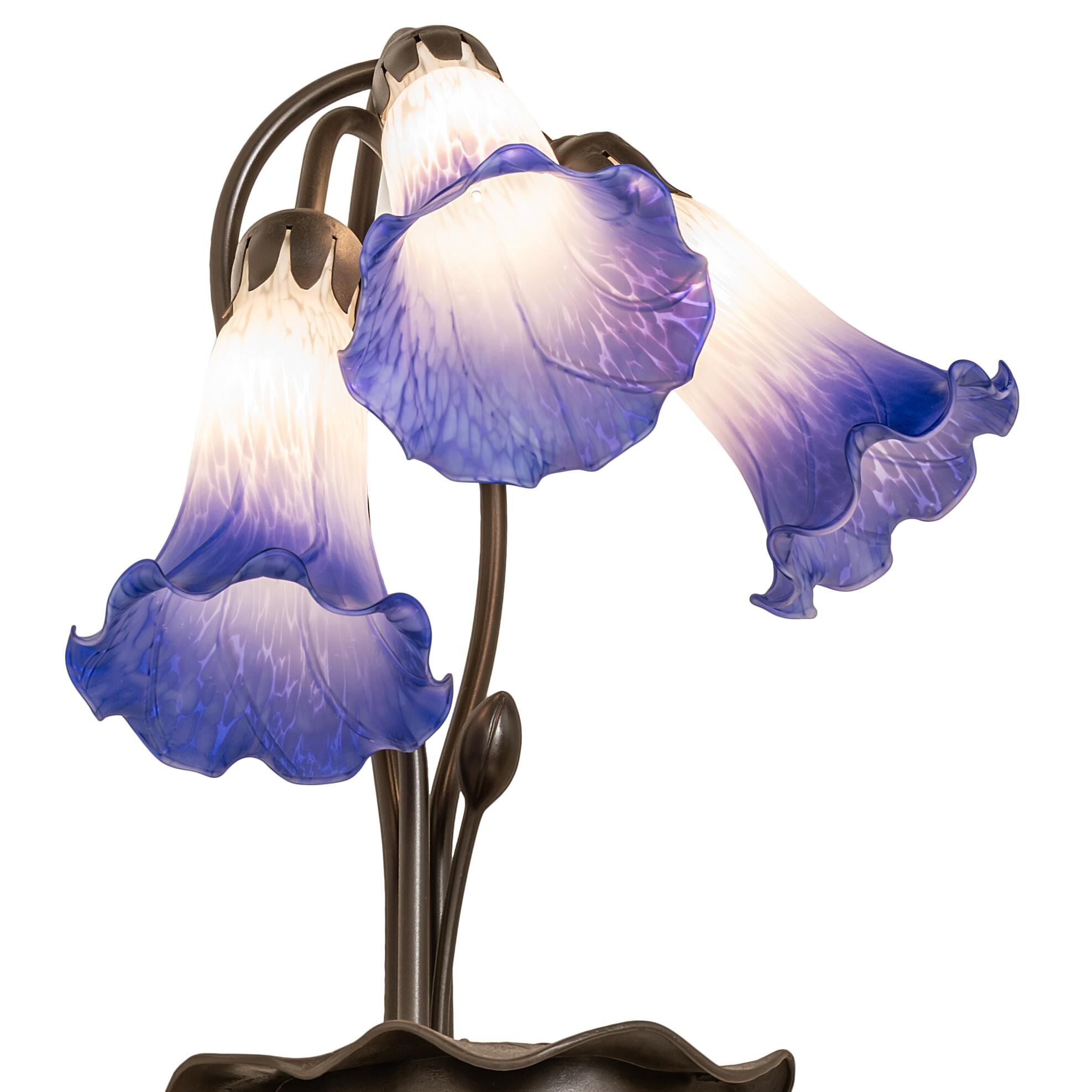 Shown in Mahogany Bronze finish and Blue;White glass