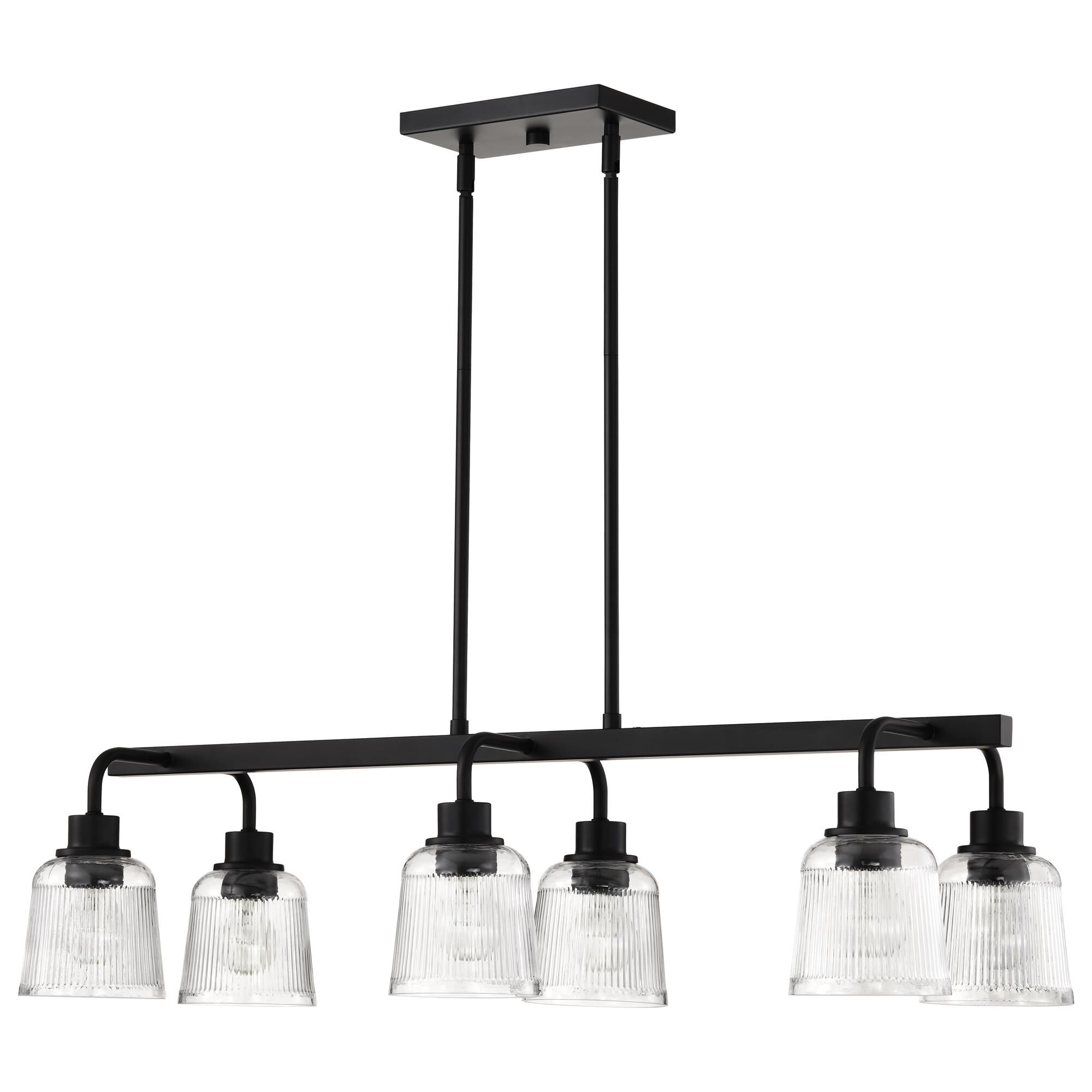 Shown in Matte Black finish and Clear Ribbed glass