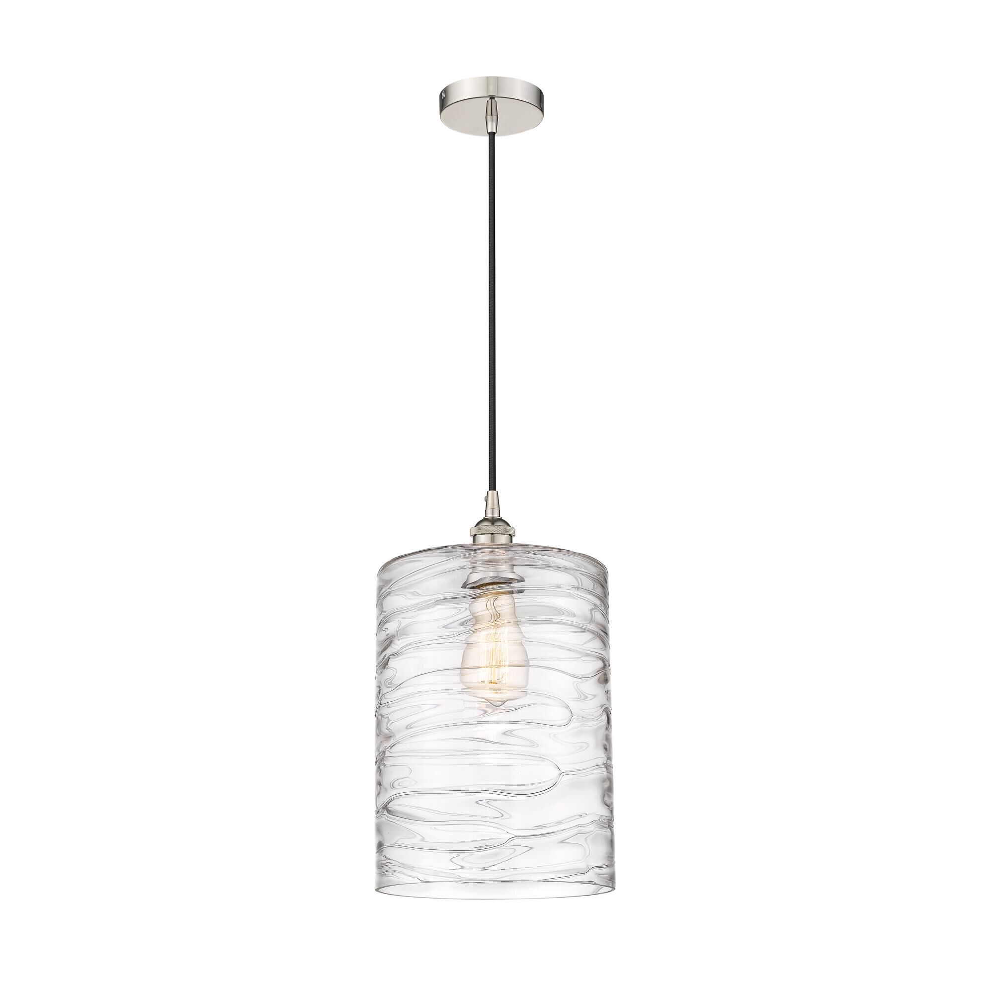 Shown in Polished Nickel finish and Deco Swirl glass