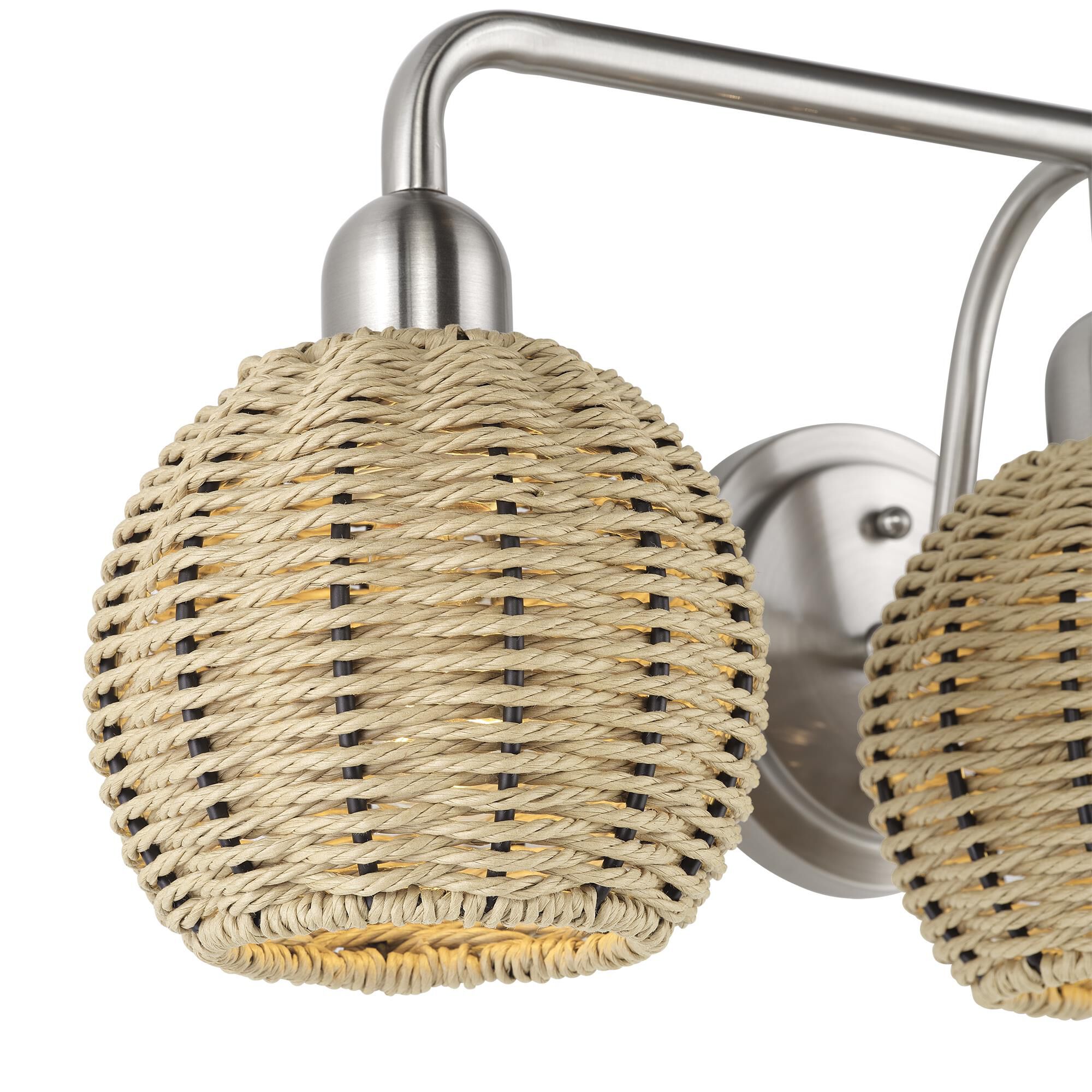 Shown in Brushed Nickel finish and Hand-Woven French Beige Paper Rope shade