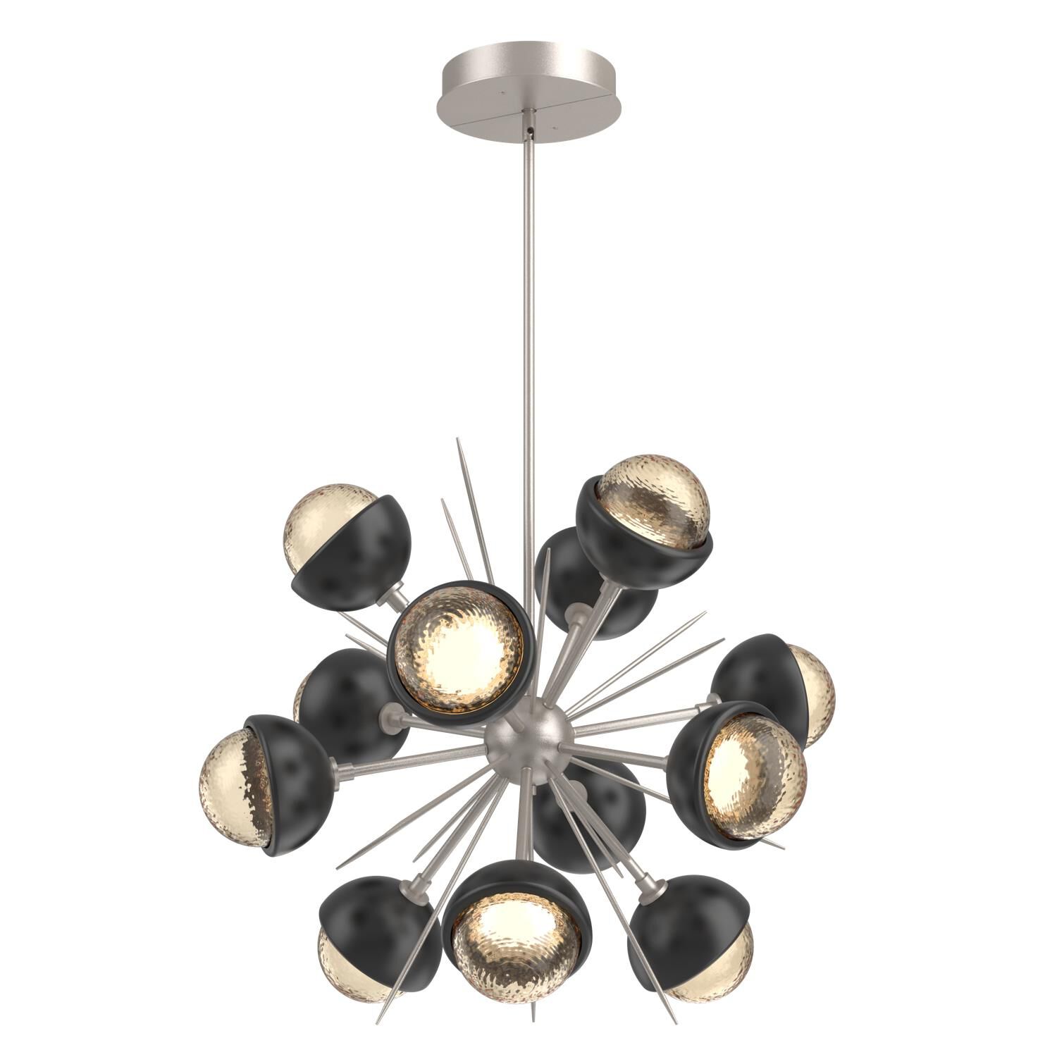 Shown in Beige Silver finish and Amber glass and Matte Black accent