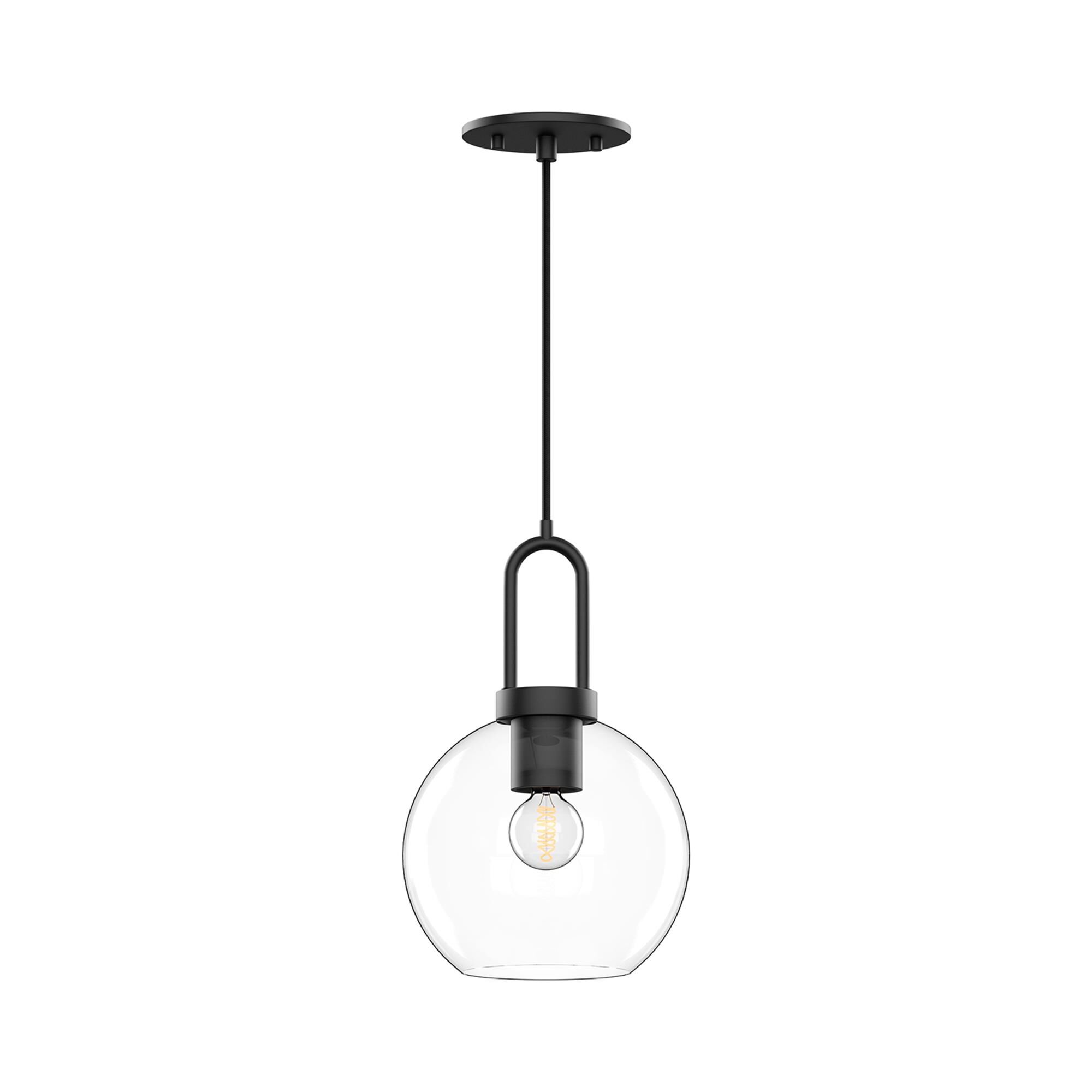 Shown in Matte Black finish and Clear glass and Black Braided Cord accent