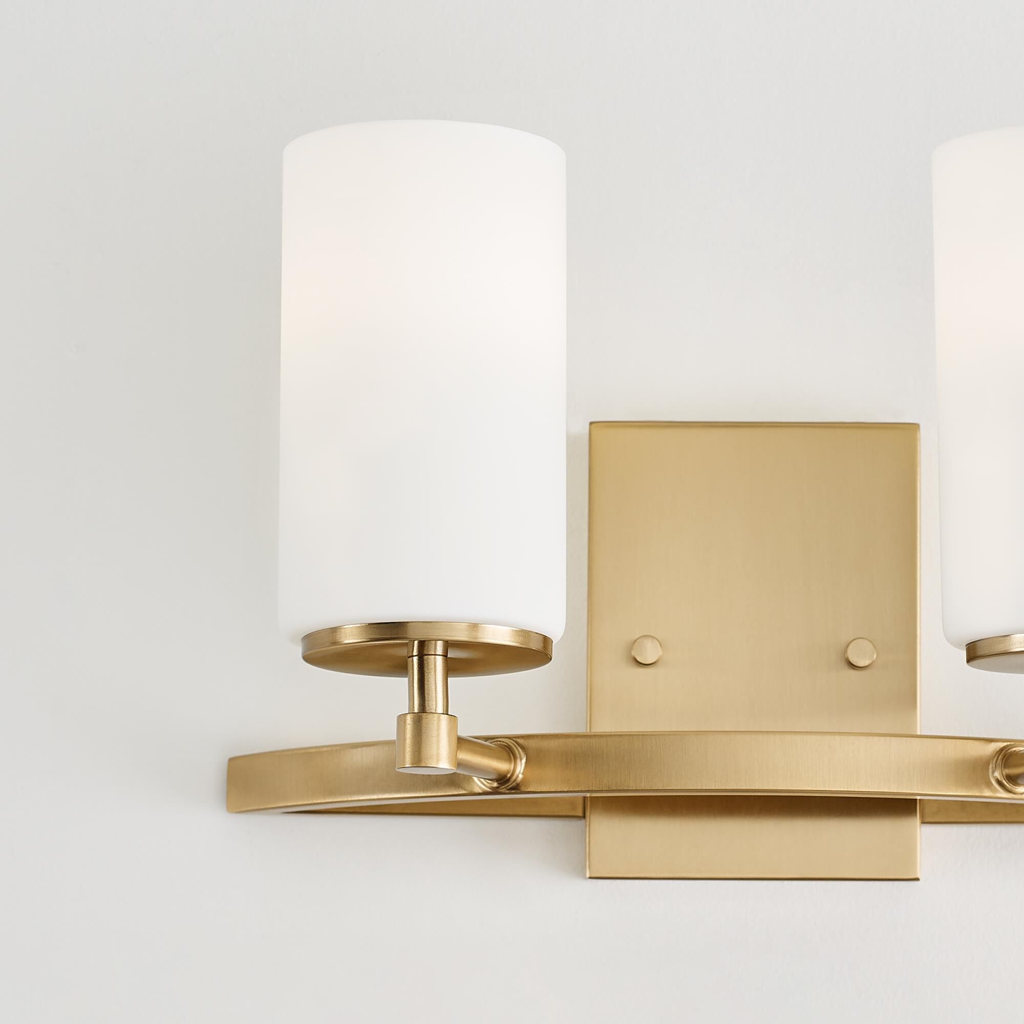 Shown in Satin Brass finish and Etched - White Insidehades glass