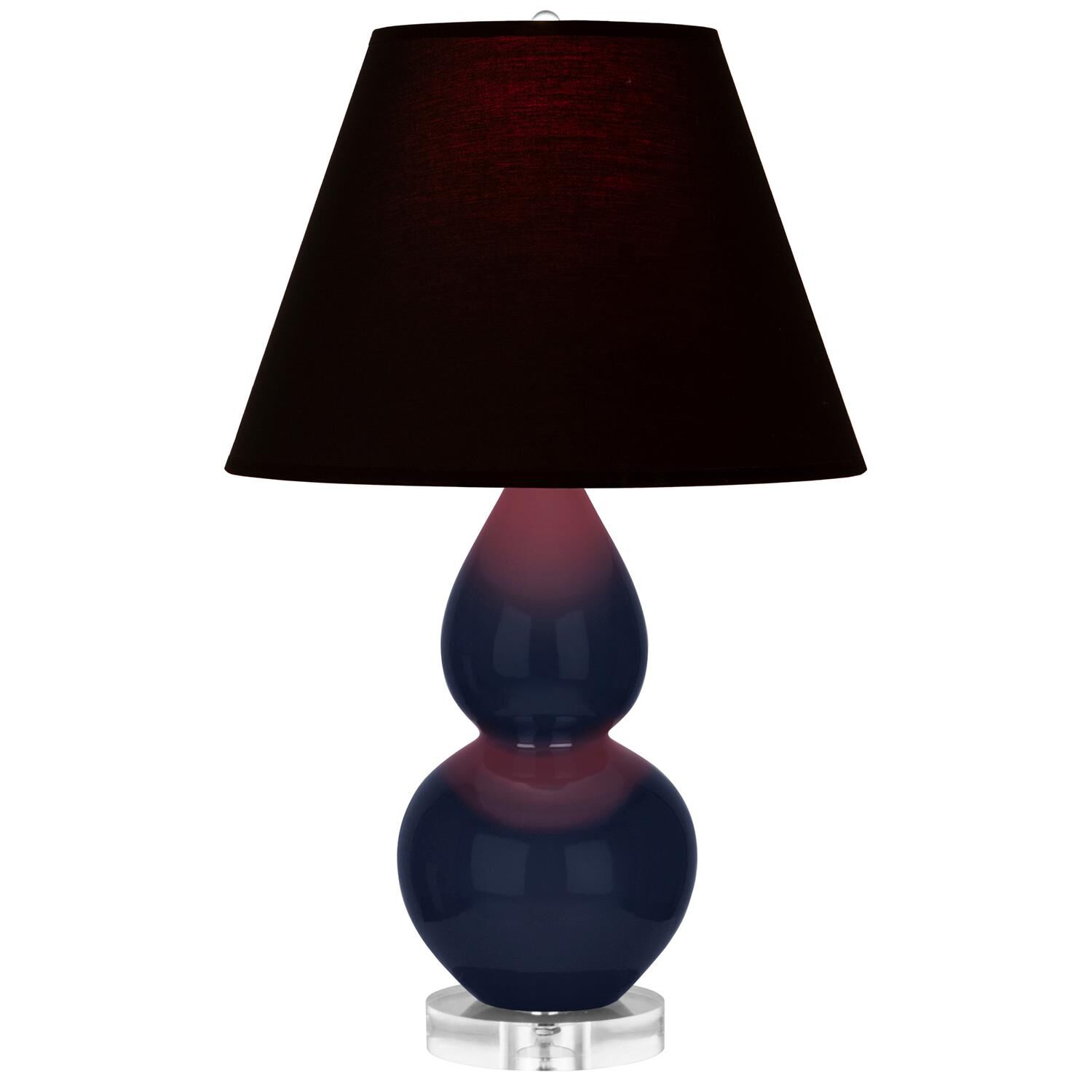 Shown in Midnight Blue finish and Ink Black with Rose Red Lining shade and Lucite accent