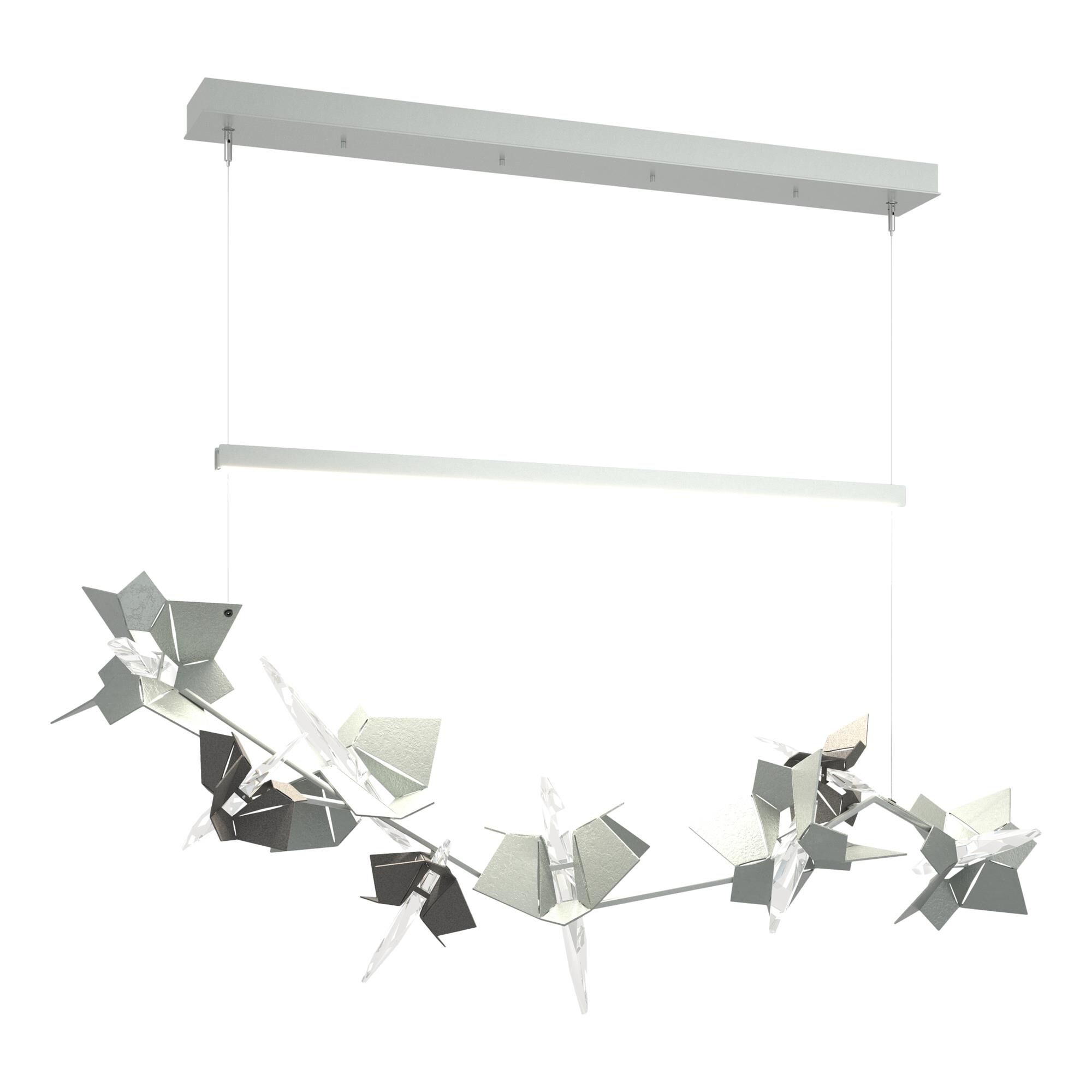 Shown in Vintage Platinum finish and Swarovski crystal and Vintage Platinum glass and Natural Iron accent