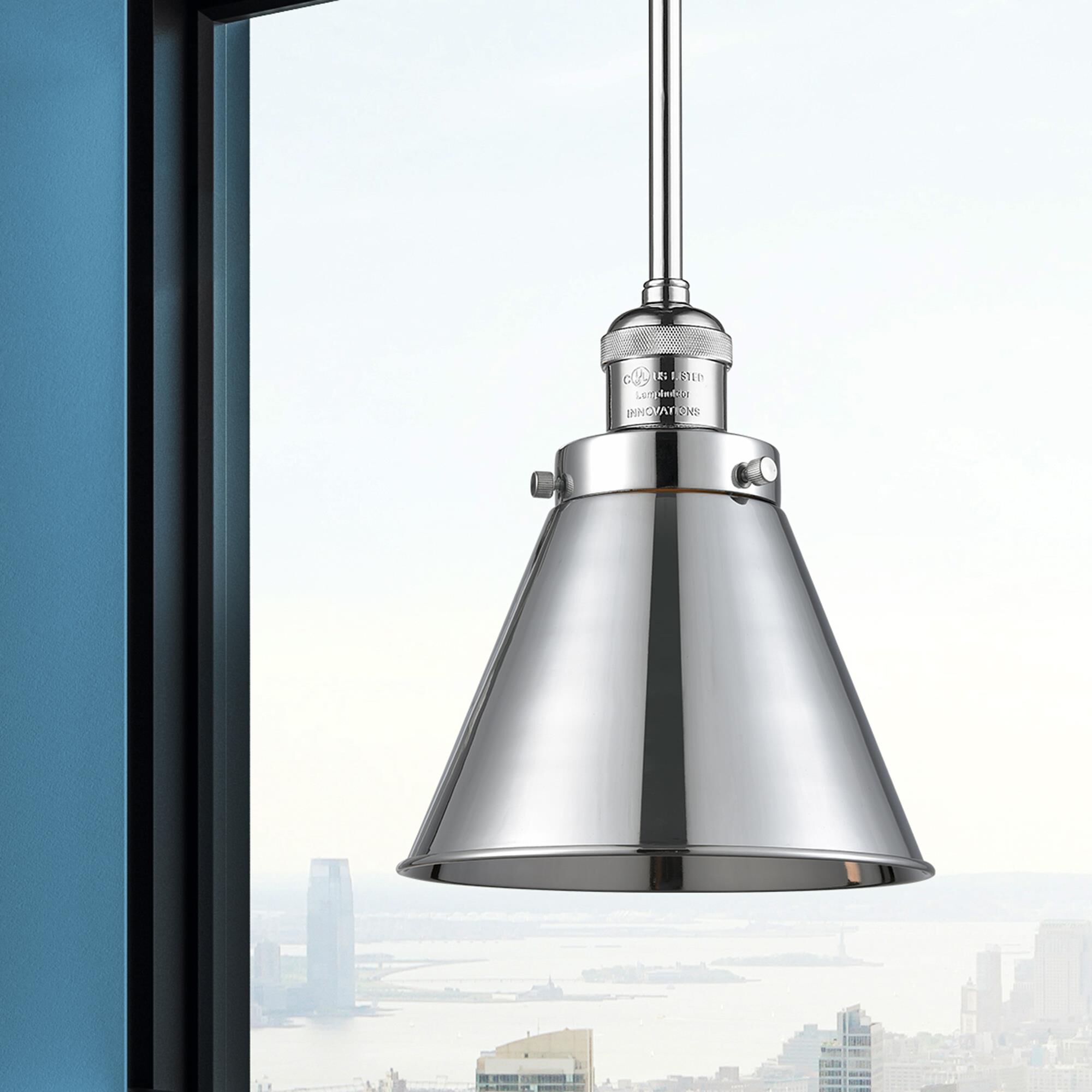 Shown in Polished Chrome finish and Metal - Polished Chrome - Cone shade