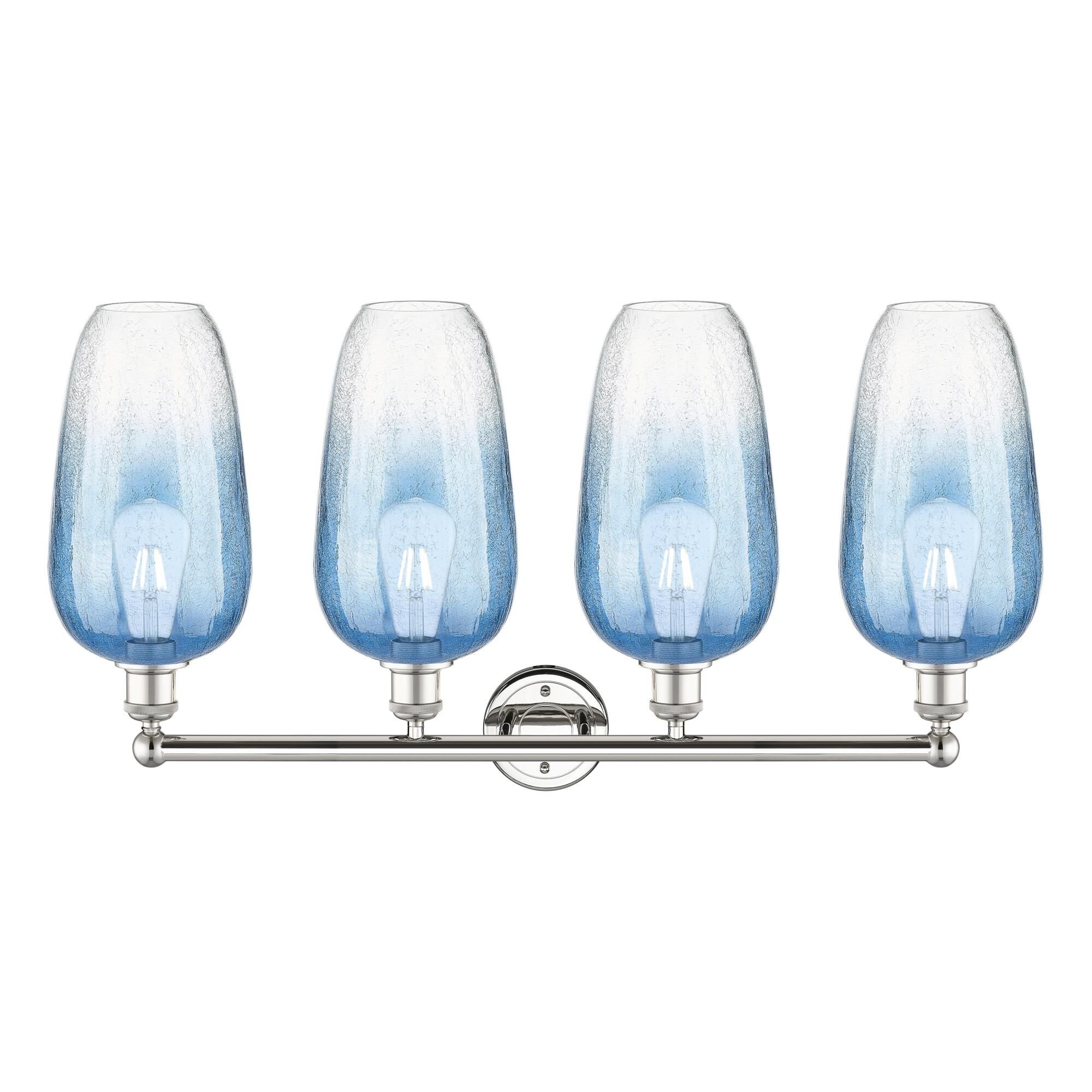 Shown in Polished Nickel finish and Sapphire Blue glass