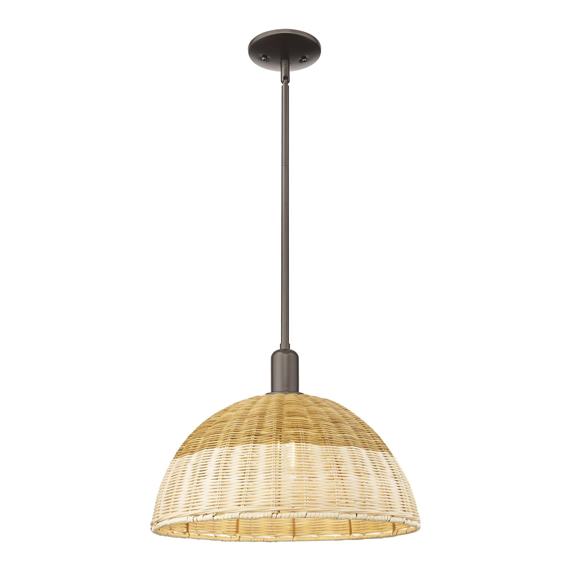 Shown in Oil Rubbed Bronze finish and Natural Fiber shade