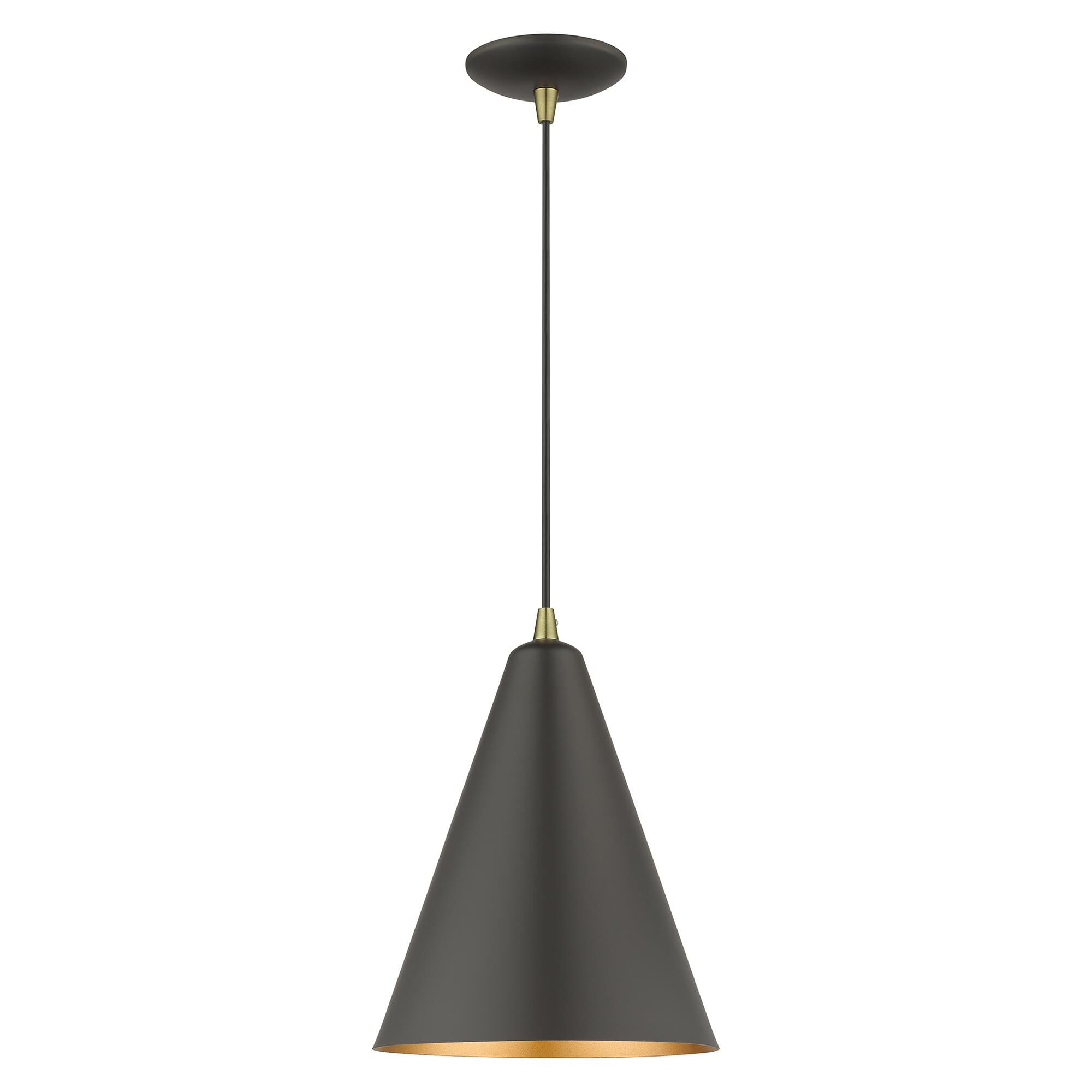 Shown in Bronze with Antique Brass Accents finish and Bronze with Gold Finish Inside shade