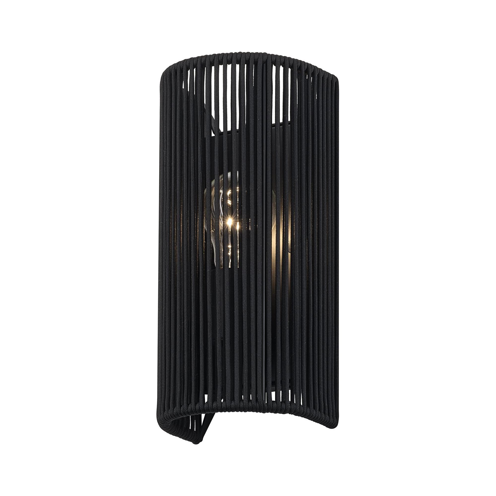 Shown in Black finish and Hand-Woven Parisian Night Color Polyester Rope shade