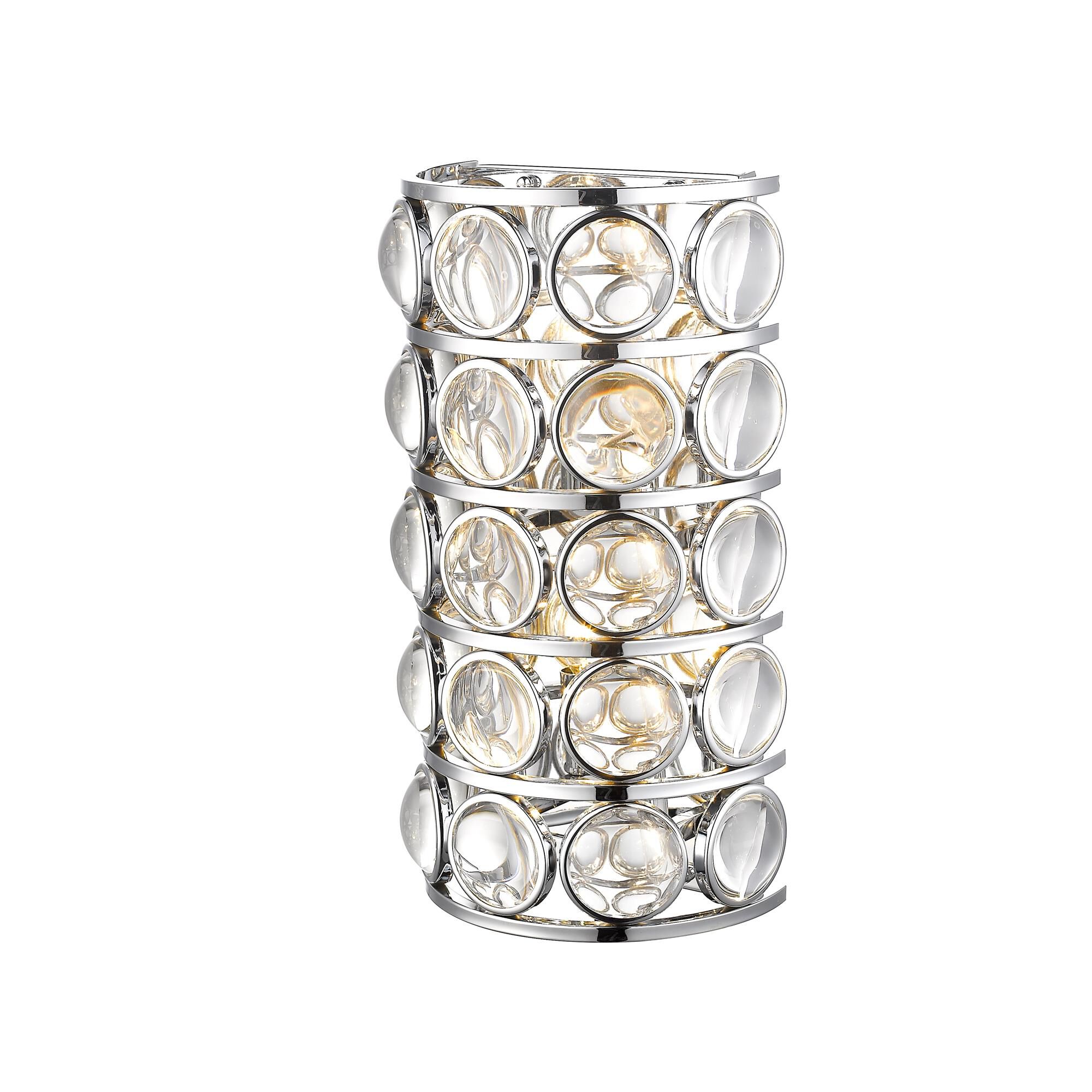 Shown in Chrome finish and Crystal glass and Crystal shade